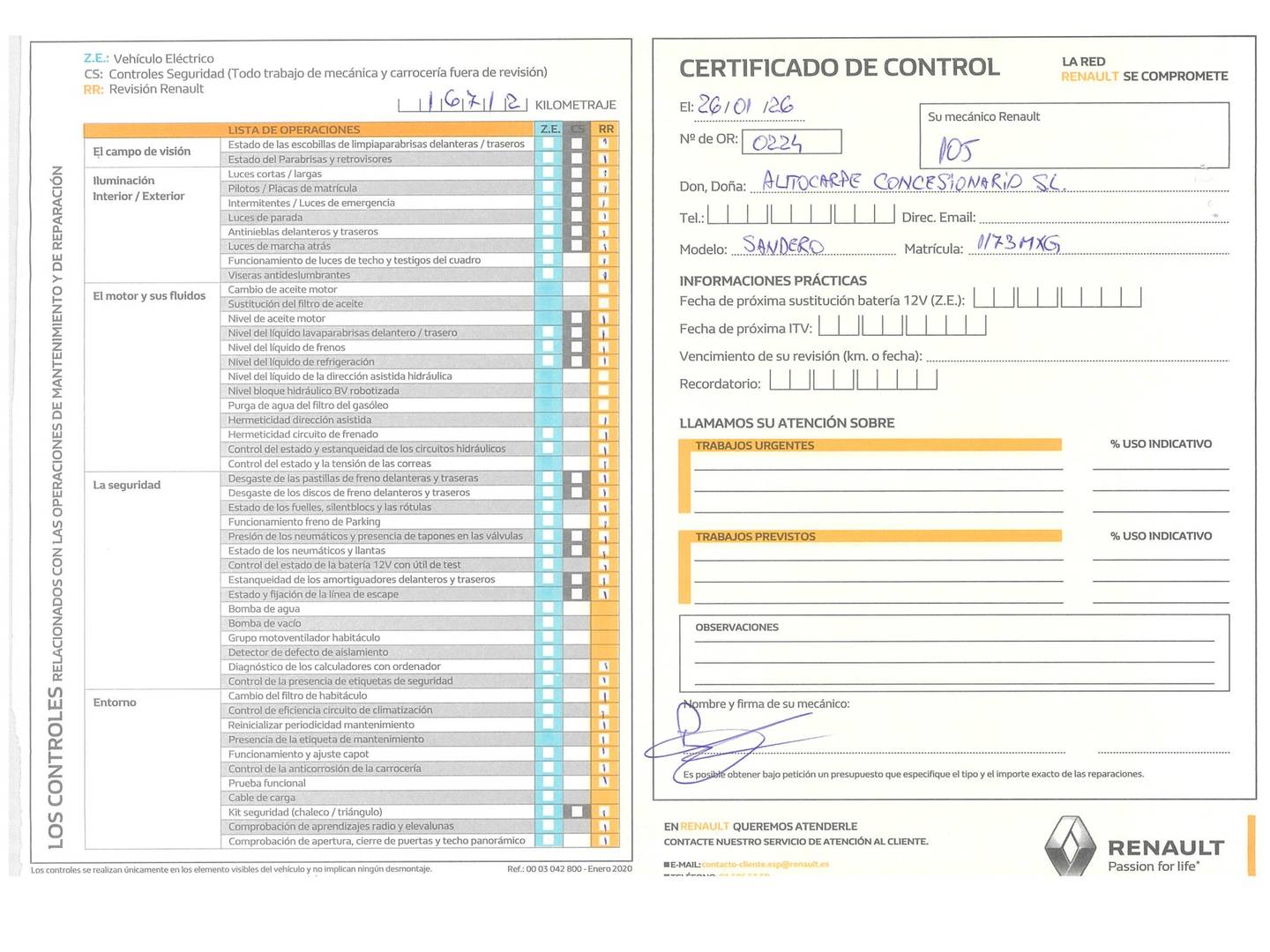 Foto del mantenimiento del Dacia Sandero Dacia Sandero Stepway Extreme Go ECO-G (101 CV)