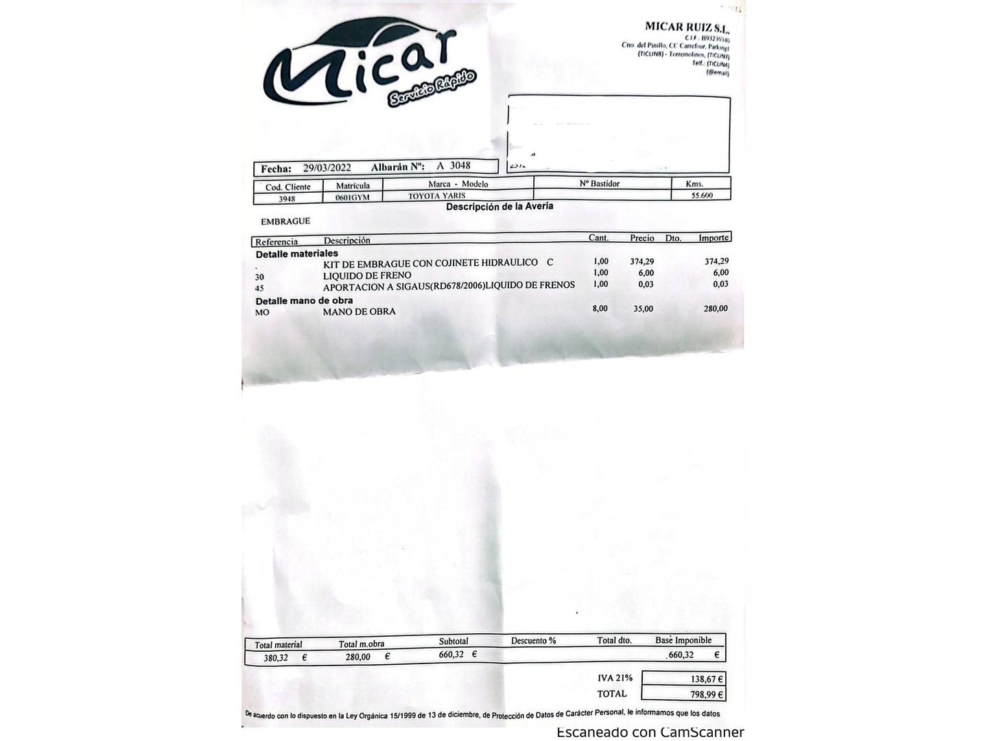 Foto del mantenimiento del Toyota Yaris Toyota Yaris 1.3 VVT-I TS (101 CV)