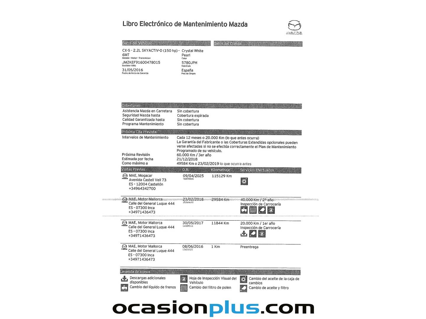 Foto del mantenimiento del Mazda CX-5 Mazda CX-5 2.2 (150CV) DE 2WD Luxury