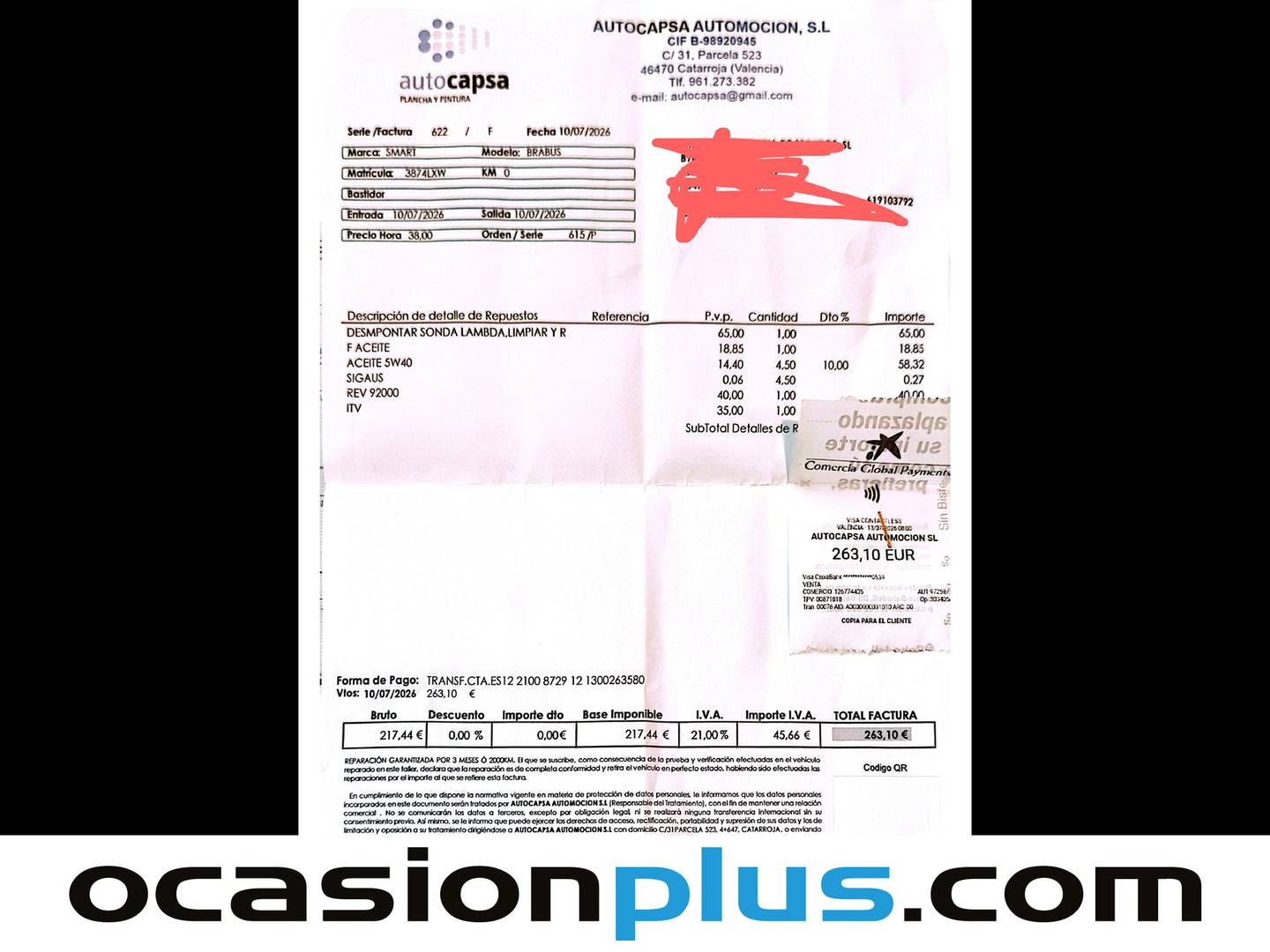 Foto del mantenimiento del Smart fortwo Smart ForTwo Brabus Xclusive Twinamic (109 CV)