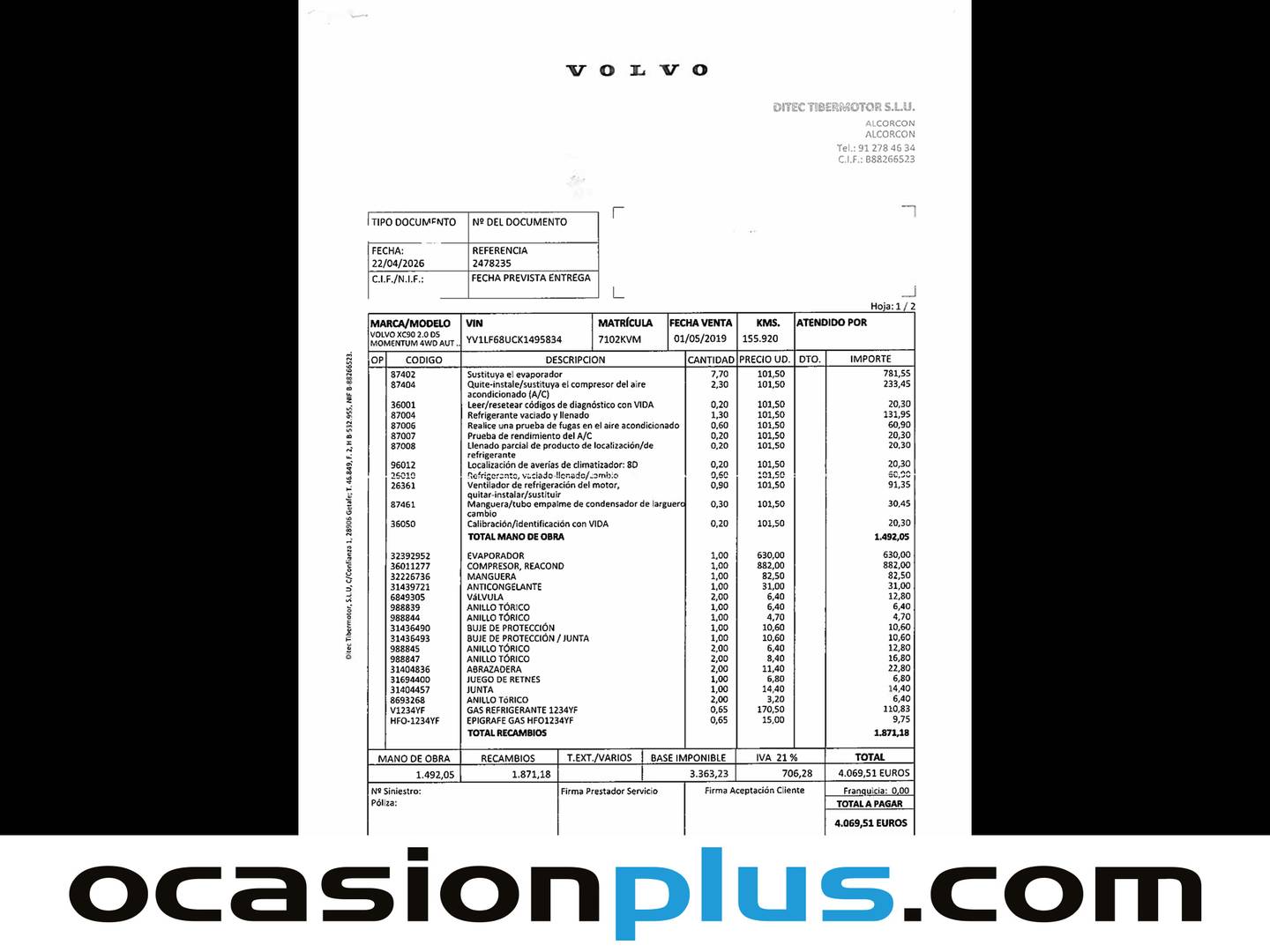 Foto del mantenimiento del Volvo XC90 Volvo XC90 D5 Momentum AWD Auto (235 CV) 7 Plazas