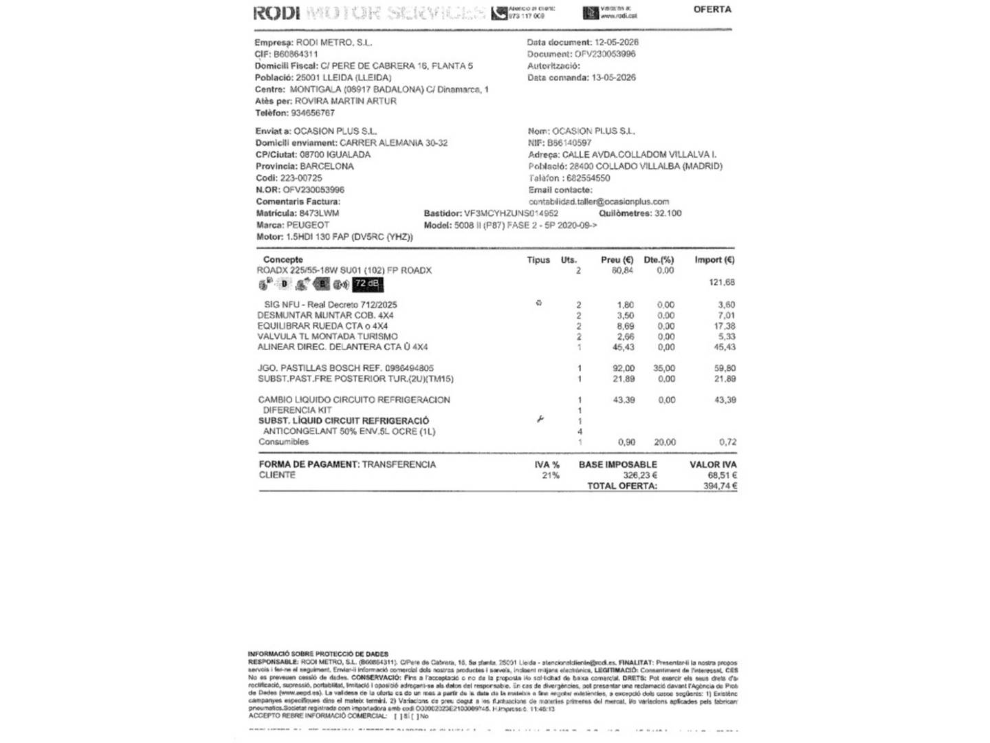 Foto del mantenimiento del Peugeot 5008 Peugeot 5008 BlueHDI 130 S&S Allure Pack EAT8 7 Plazas (130 CV)