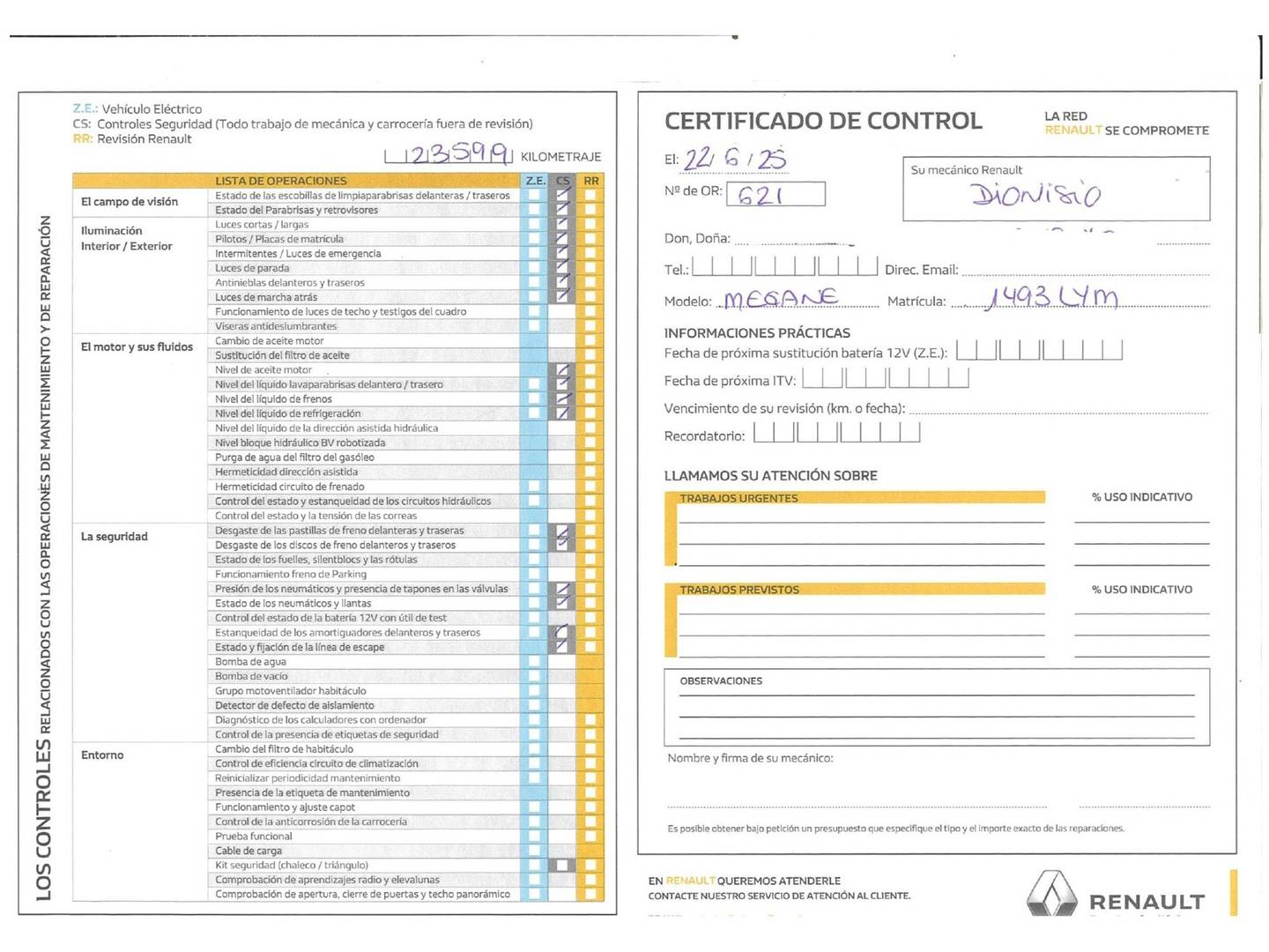 Foto del mantenimiento del Renault Mégane Renault Megane Intens TCe (115 CV) GPF