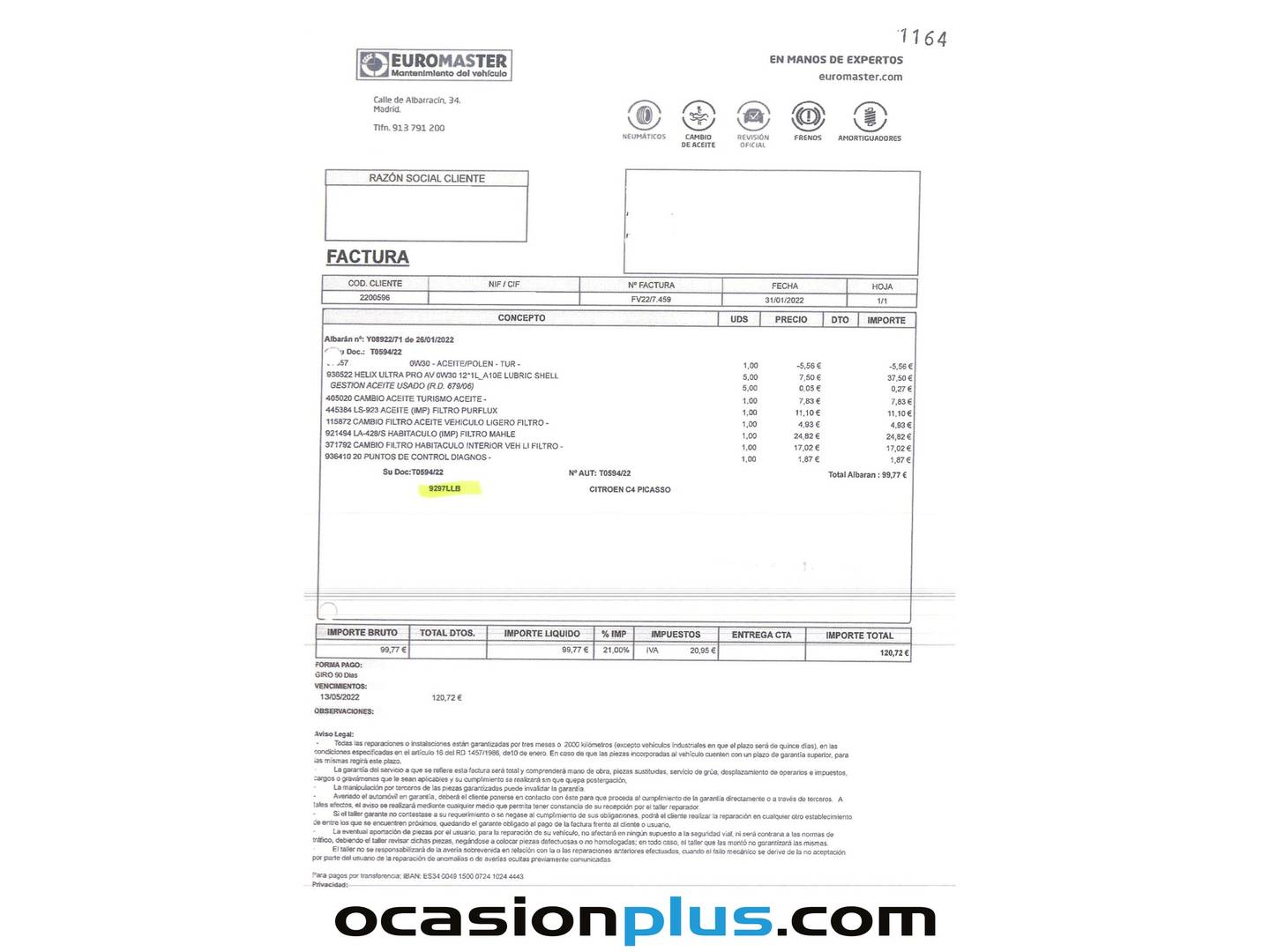 Foto del mantenimiento del Citroën C4 Spacetourer Citroën C4 Spacetourer PureTech 130 S&S Feel EAT8 (130 CV)