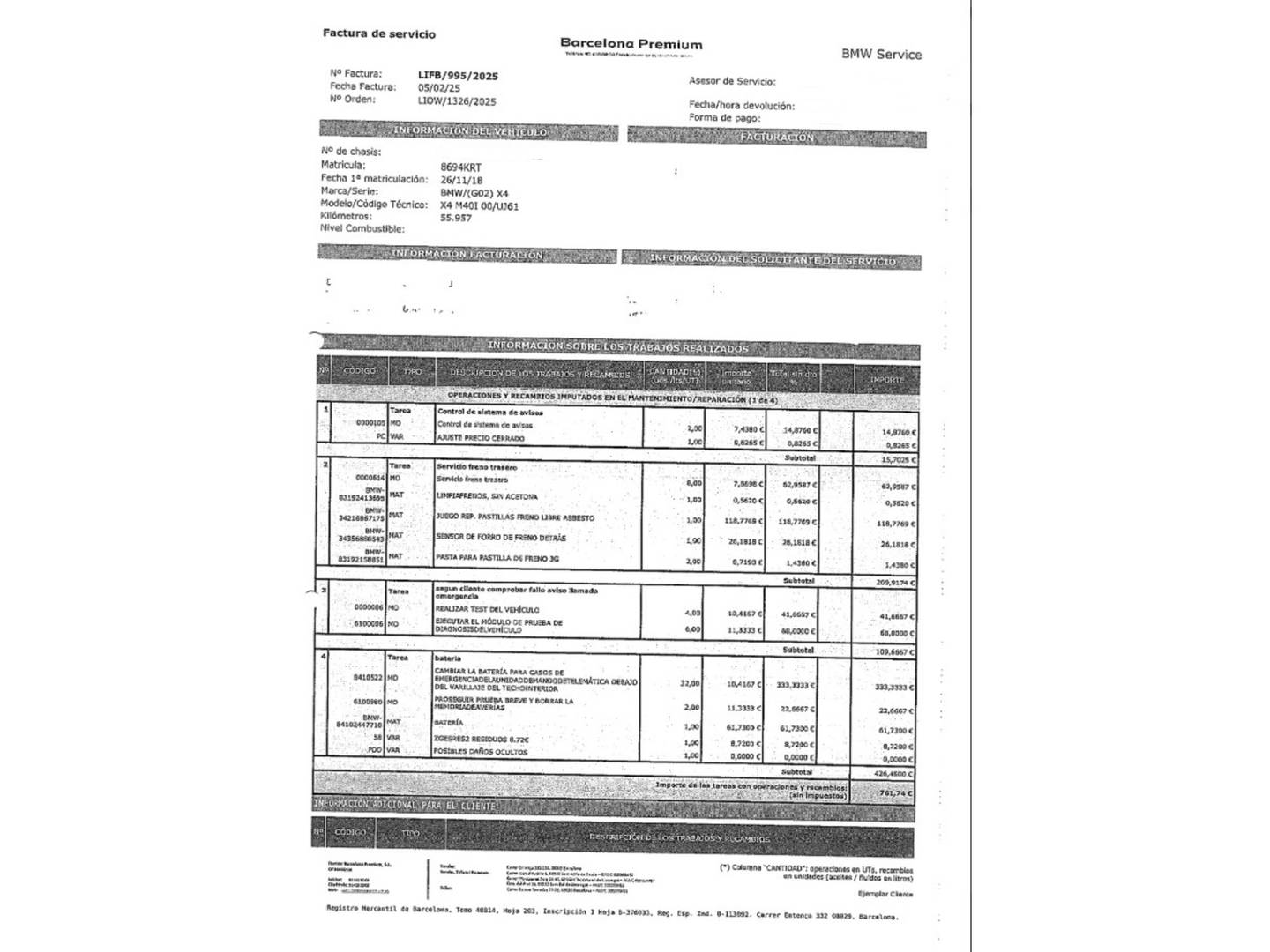 Foto del mantenimiento del BMW X4 BMW X4 M40i (354 CV)