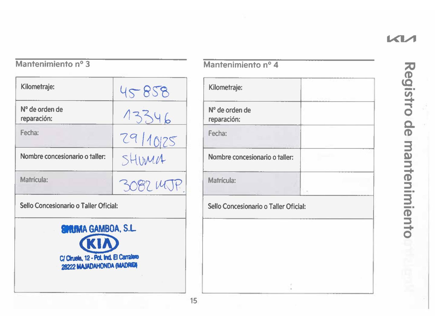 Foto del mantenimiento del KIA Rio KIA Rio 1.2 DPi Drive (84 CV)