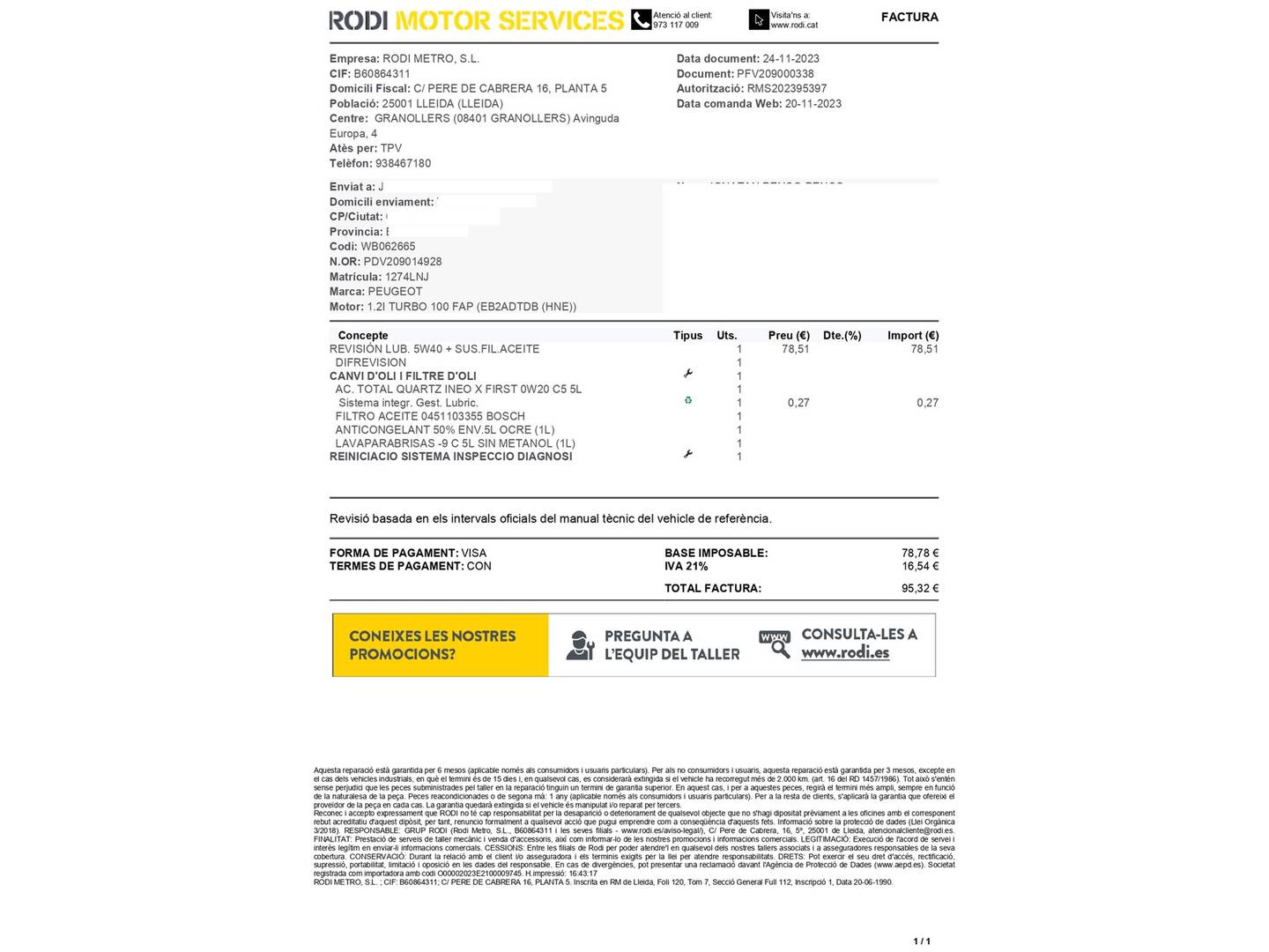 Foto del mantenimiento del Peugeot 208 Peugeot 208 PureTech 100 Active Pack (100 CV)