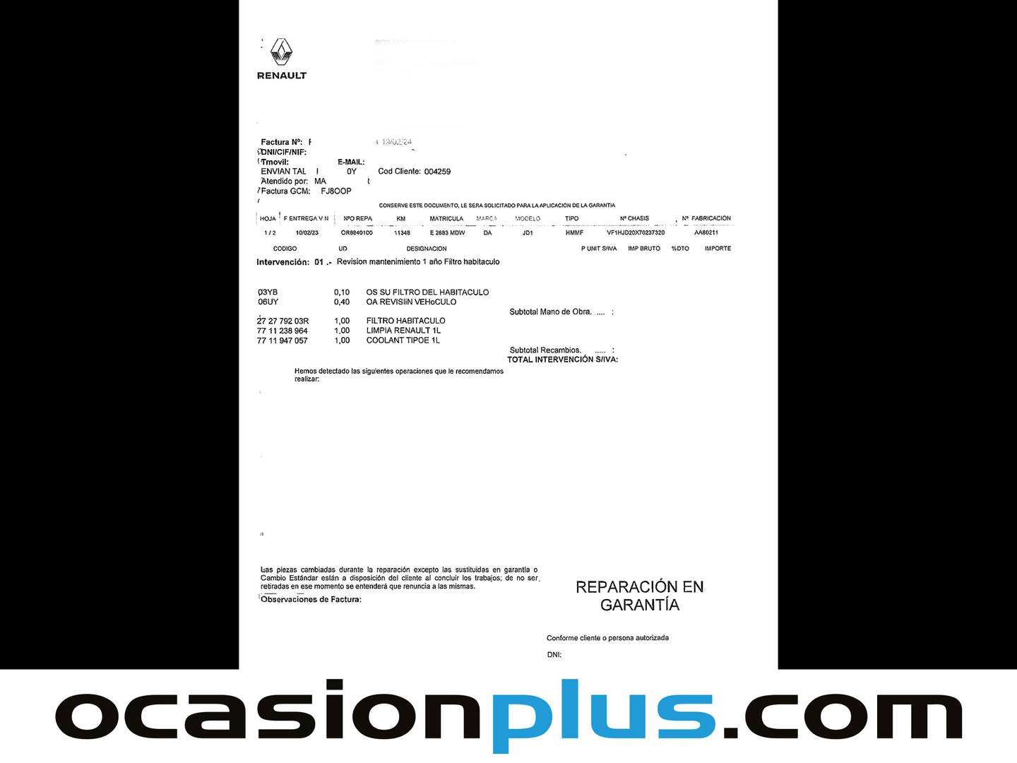 Foto del mantenimiento del Dacia Duster Dacia Duster Journey Go TCE (130 CV) 4x2