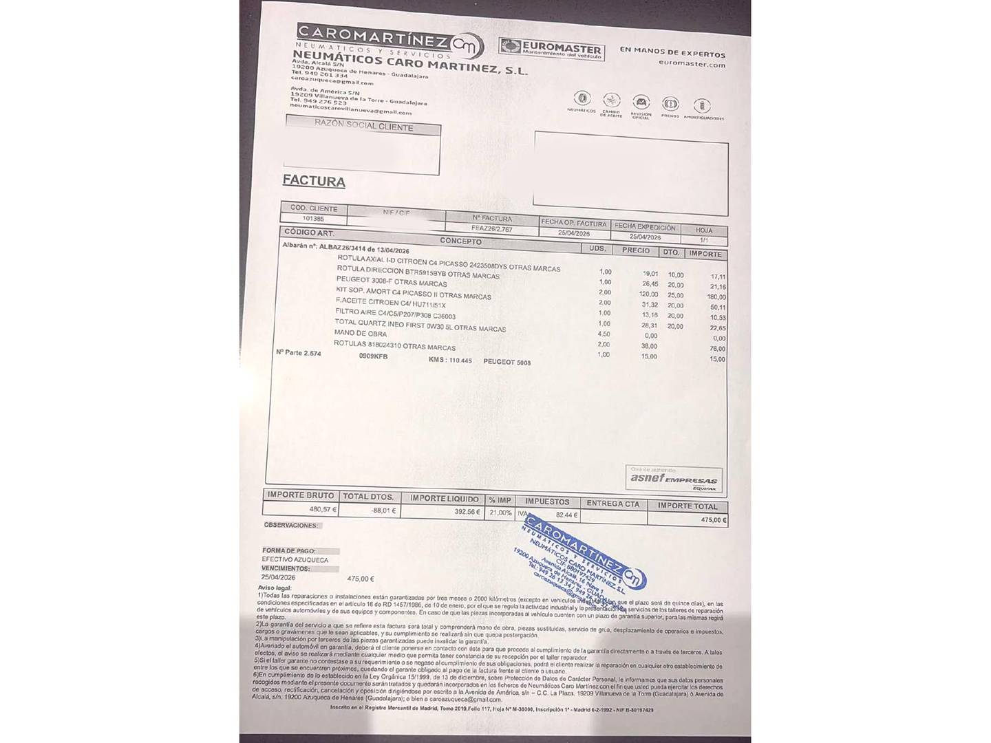 Foto del mantenimiento del Peugeot 5008 Peugeot 5008 1.6 THP GT-Line EAT6 (165 CV) 7 Plazas