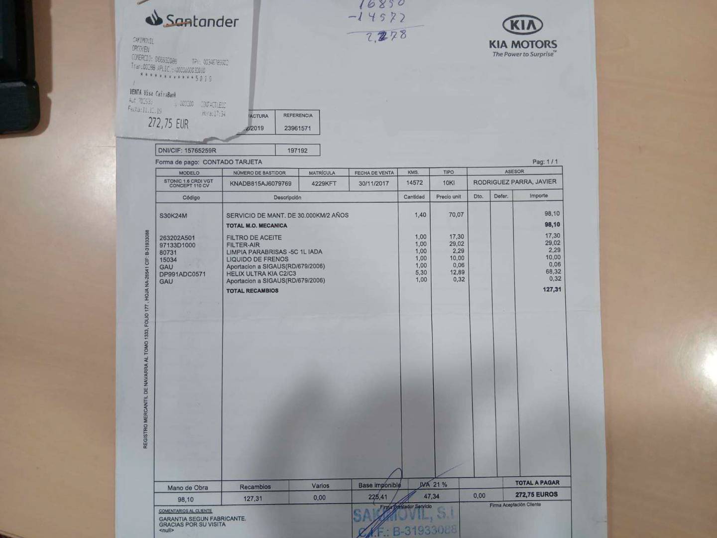 Foto del mantenimiento del KIA Stonic KIA Stonic 1.6 CRDi VGT Eco-D Concept (110 CV)