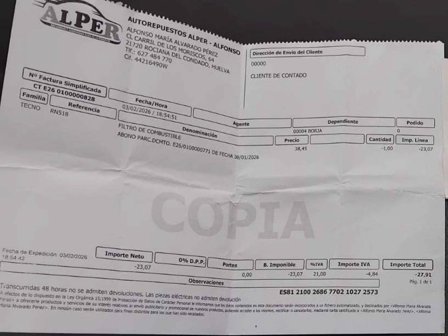 Foto del mantenimiento del Opel Corsa Opel Corsa 1.3 CDTI Enjoy (90 CV)