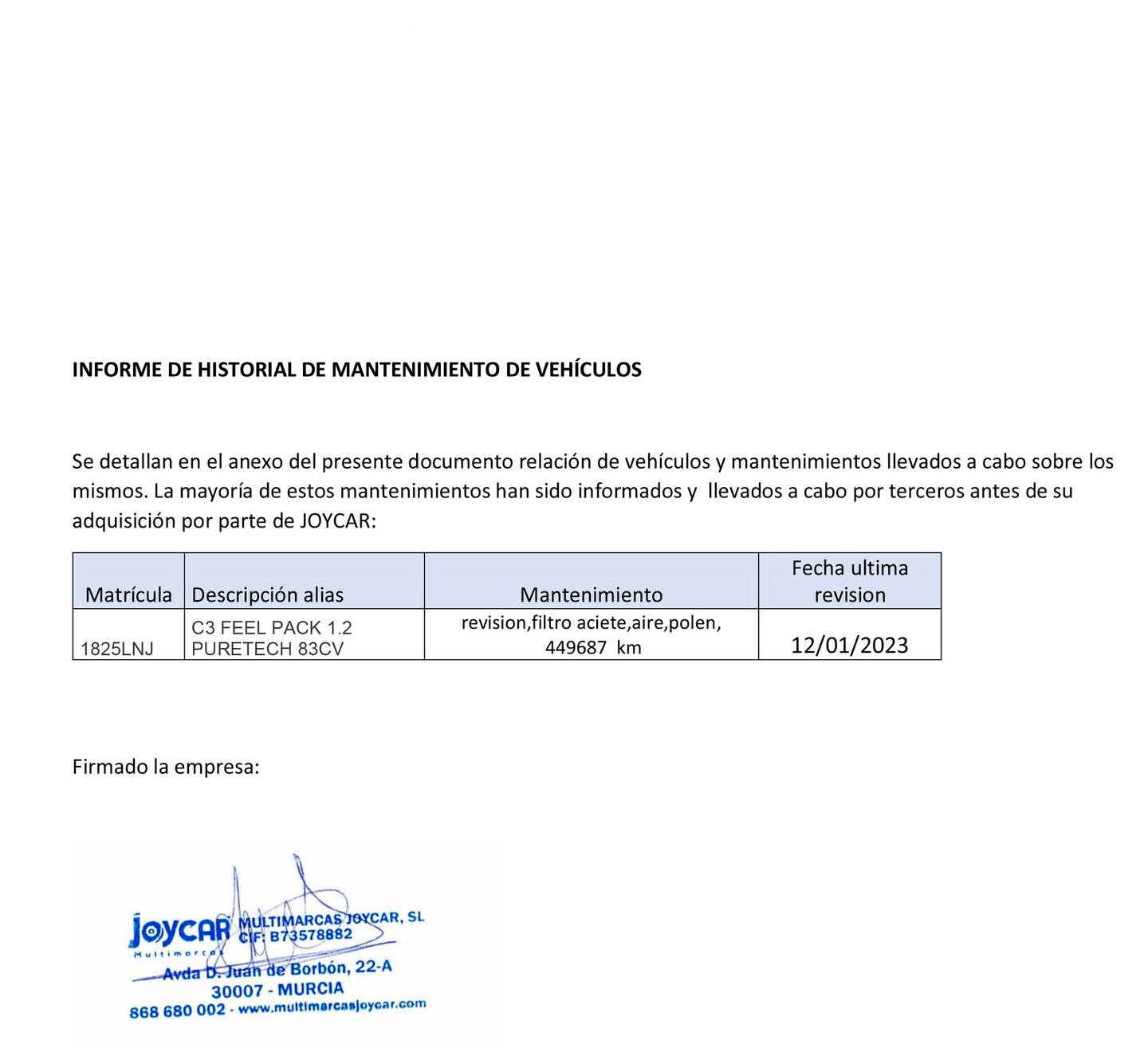 Foto del mantenimiento del Citroën C3 Citroën C3 PureTech 83 Feel Pack (83 CV)