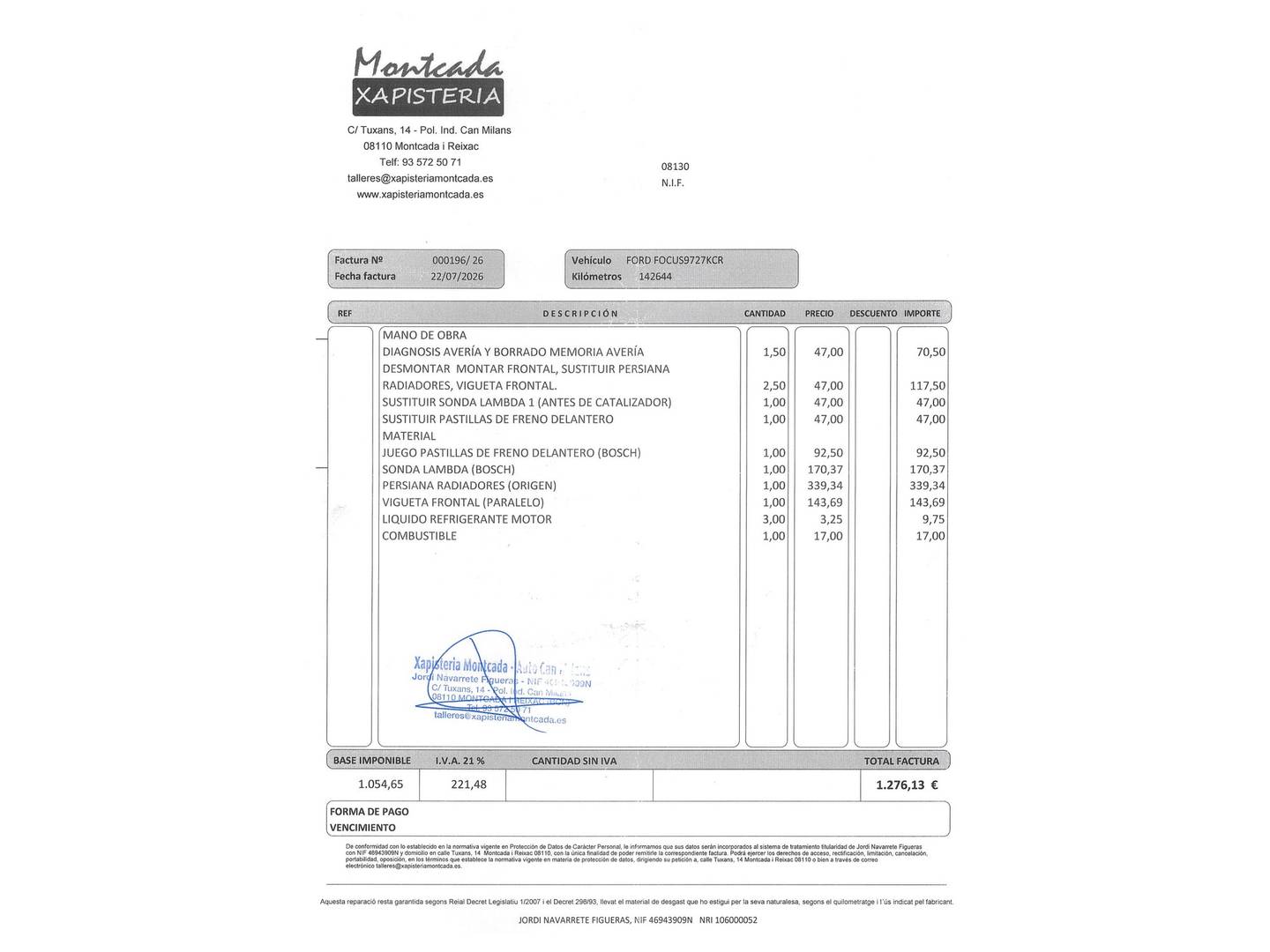 Foto del mantenimiento del Ford Focus Ford Focus 1.0 Ecoboost S&S ST-Line (125 CV)