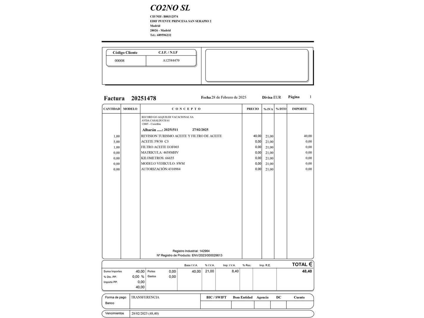 Foto del mantenimiento del SWM G01 SWM G01 1.5T Luxury (131 CV)