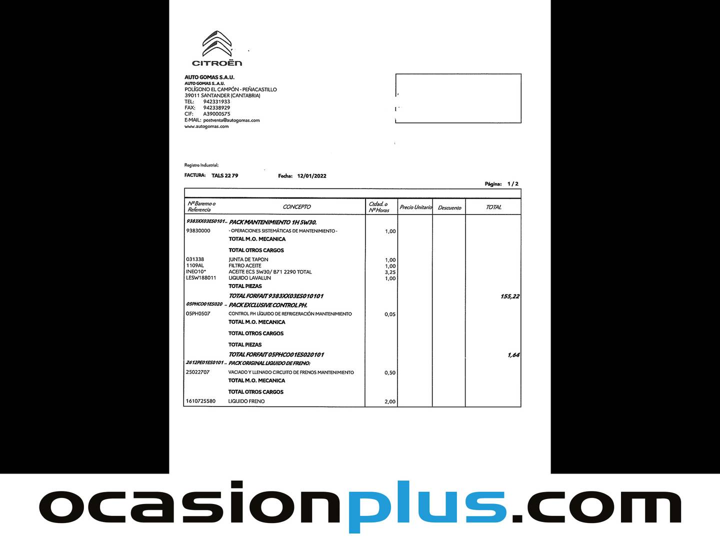 Foto del mantenimiento del Citroën C3 Citroen C3 PureTech 82 Feel (83 CV)