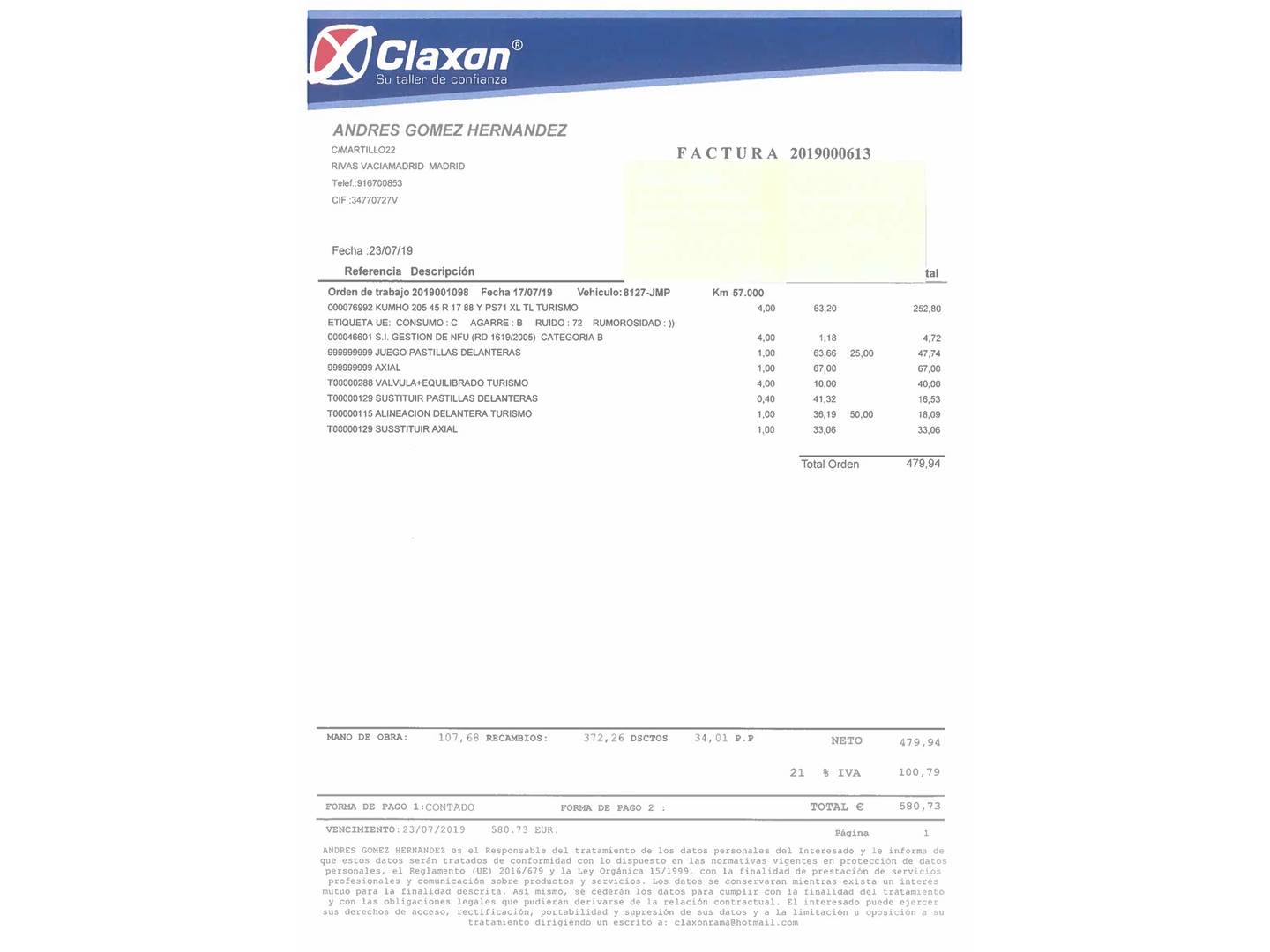 Foto del mantenimiento del Renault Clio Renault Clio Dynamique dCi (90 CV) Pack GT Line