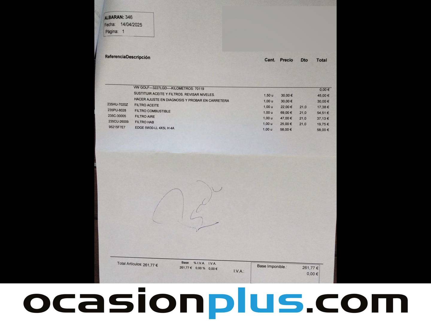 Foto del mantenimiento del Volkswagen Golf Volkswagen Golf Sport R-Line 2.0 TDI (150 CV)