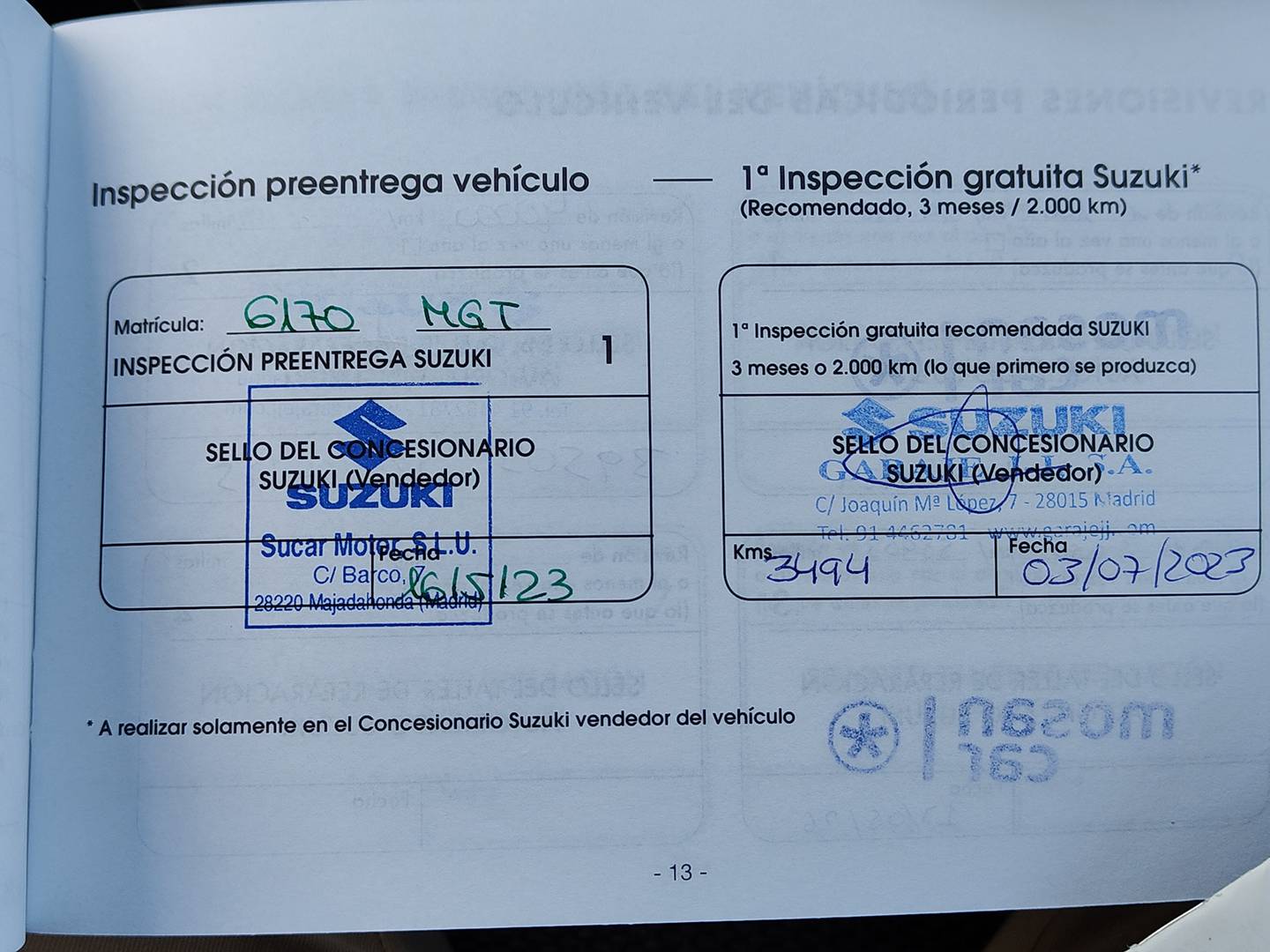 Foto del mantenimiento del Suzuki S-Cross Suzuki S-Cross 1.4T Mild Hybrid S3 4WD (129 CV)