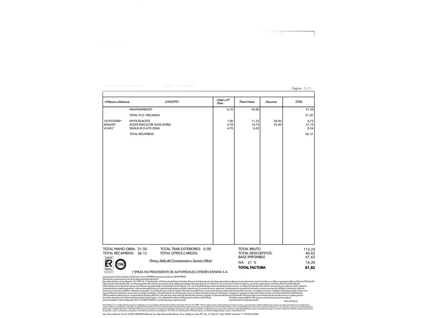 Foto del mantenimiento del Ford Fiesta Ford Fiesta 1.0 EcoBoost MHEV ST-Line (125 CV)