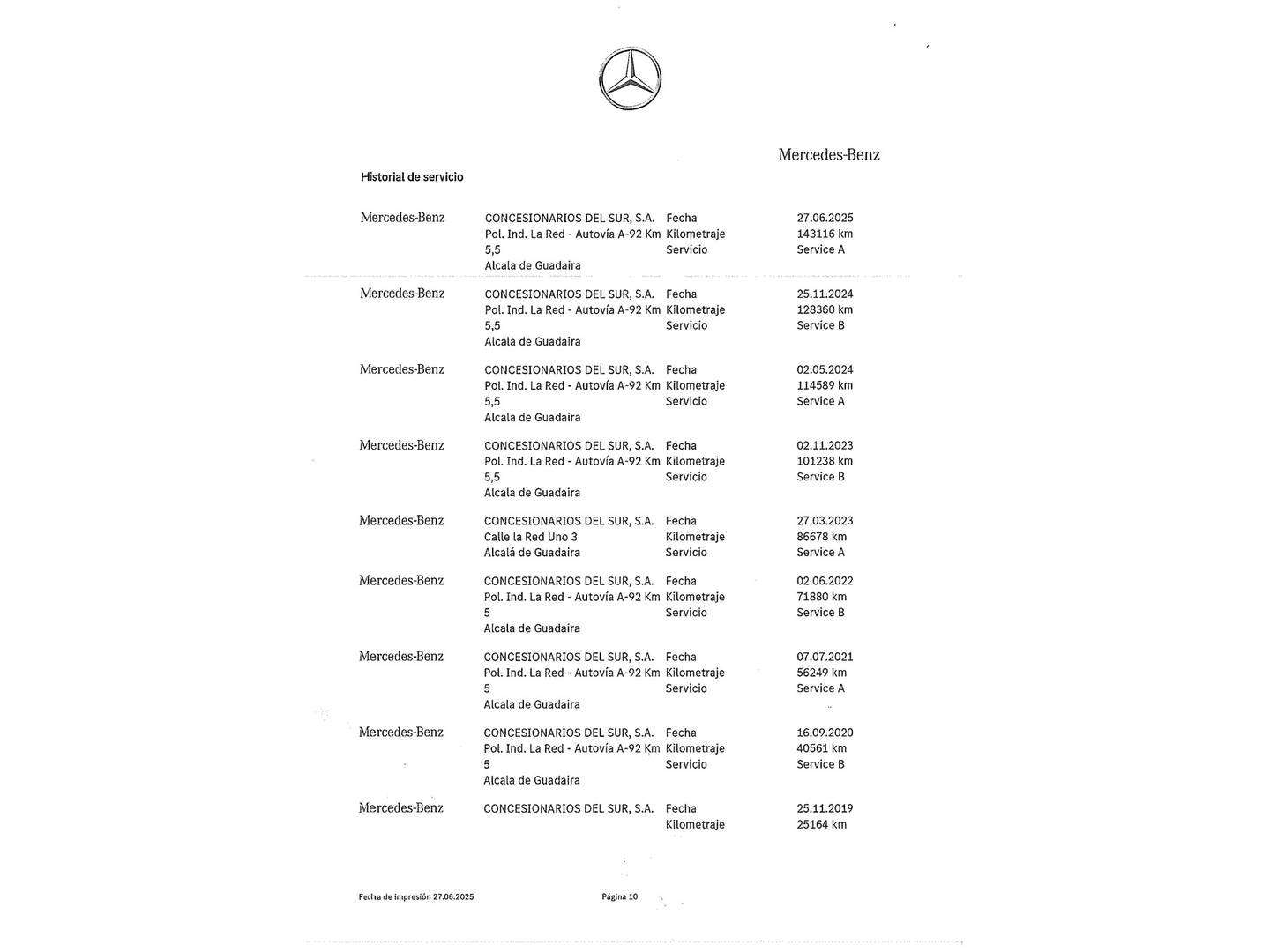 Foto del mantenimiento del Mercedes GLA Mercedes GLA 180 (122 CV)