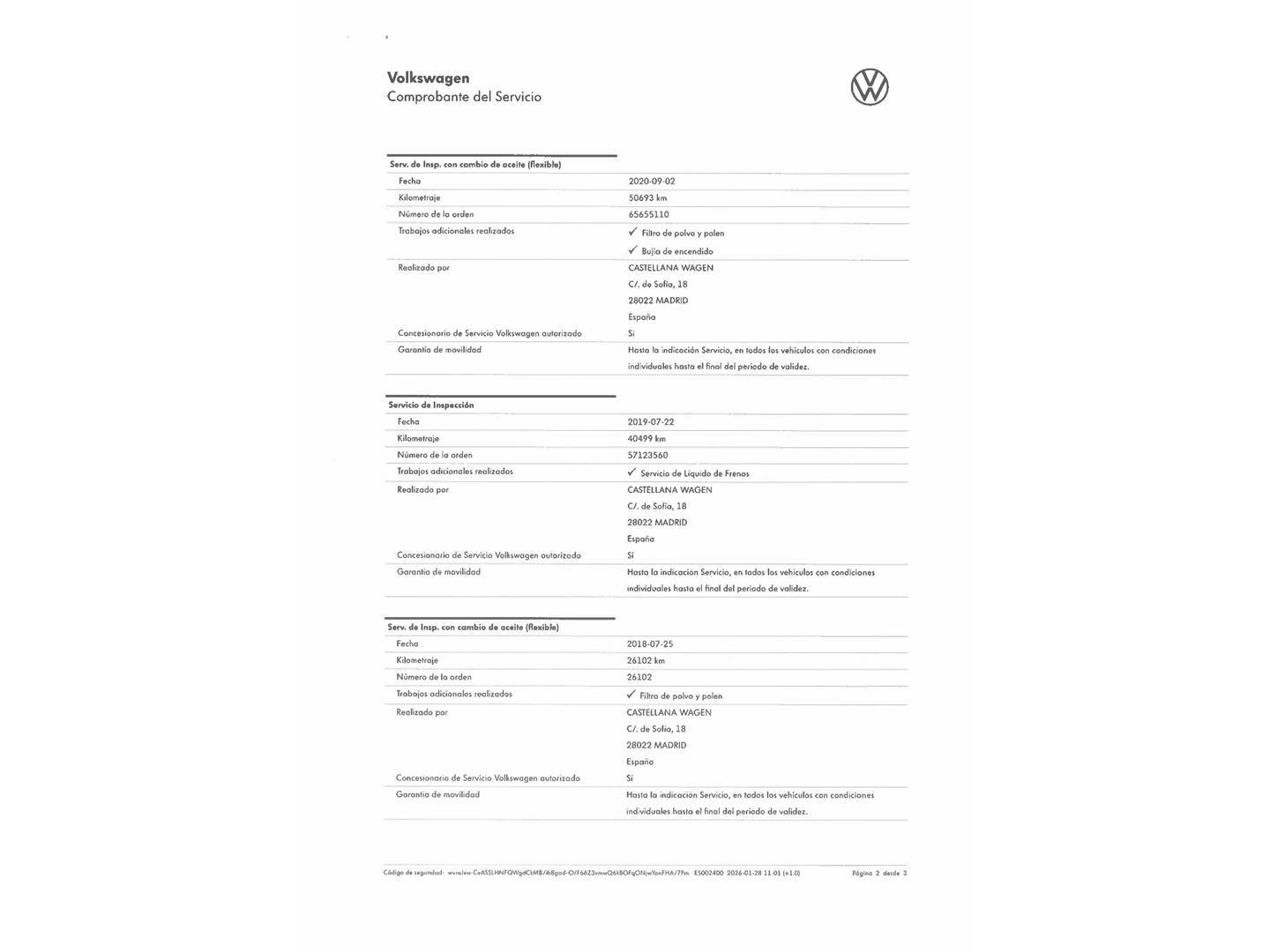 Foto del mantenimiento del Volkswagen Golf Volkswagen Golf Special Edition 1.2 TSI BMT (110 CV)
