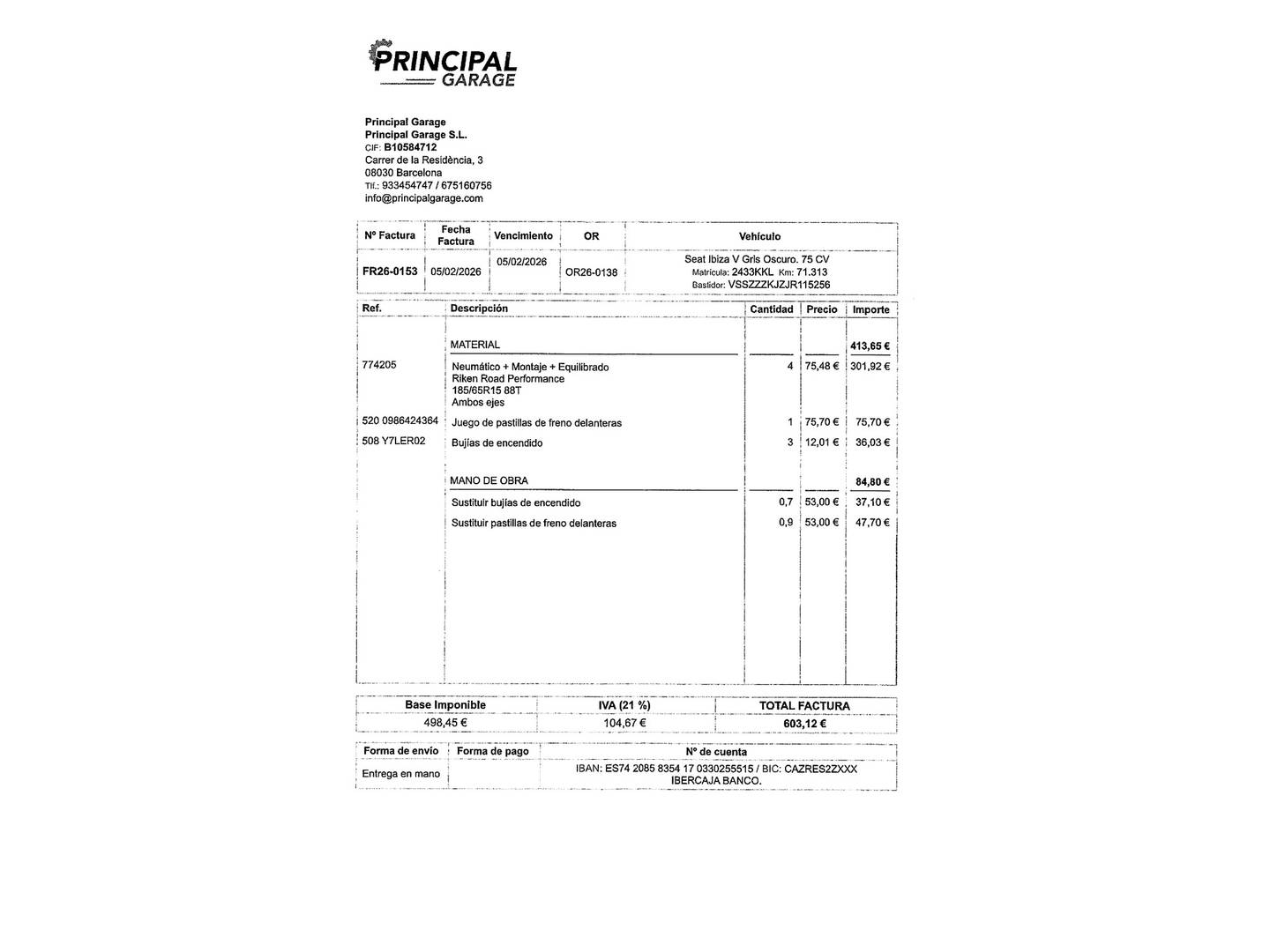 Foto del mantenimiento del Seat Ibiza SEAT Ibiza 1.0 Style (75 CV)