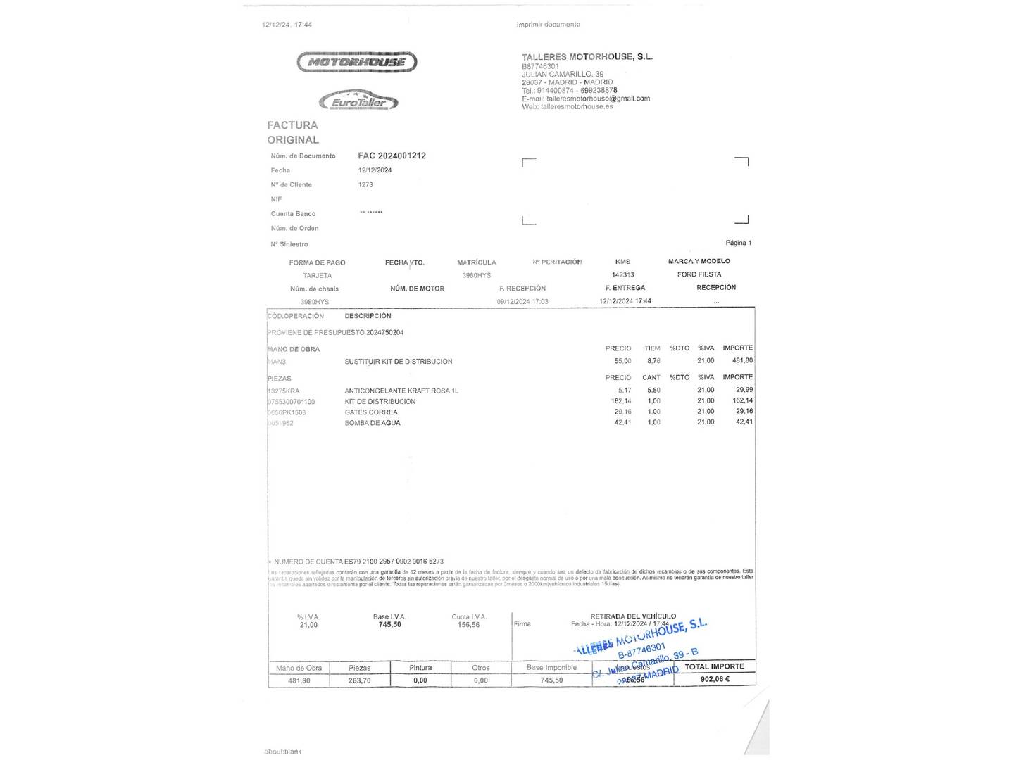 Foto del mantenimiento del Ford Fiesta Ford Fiesta 1.0 EcoBoost Titanium (100 CV)