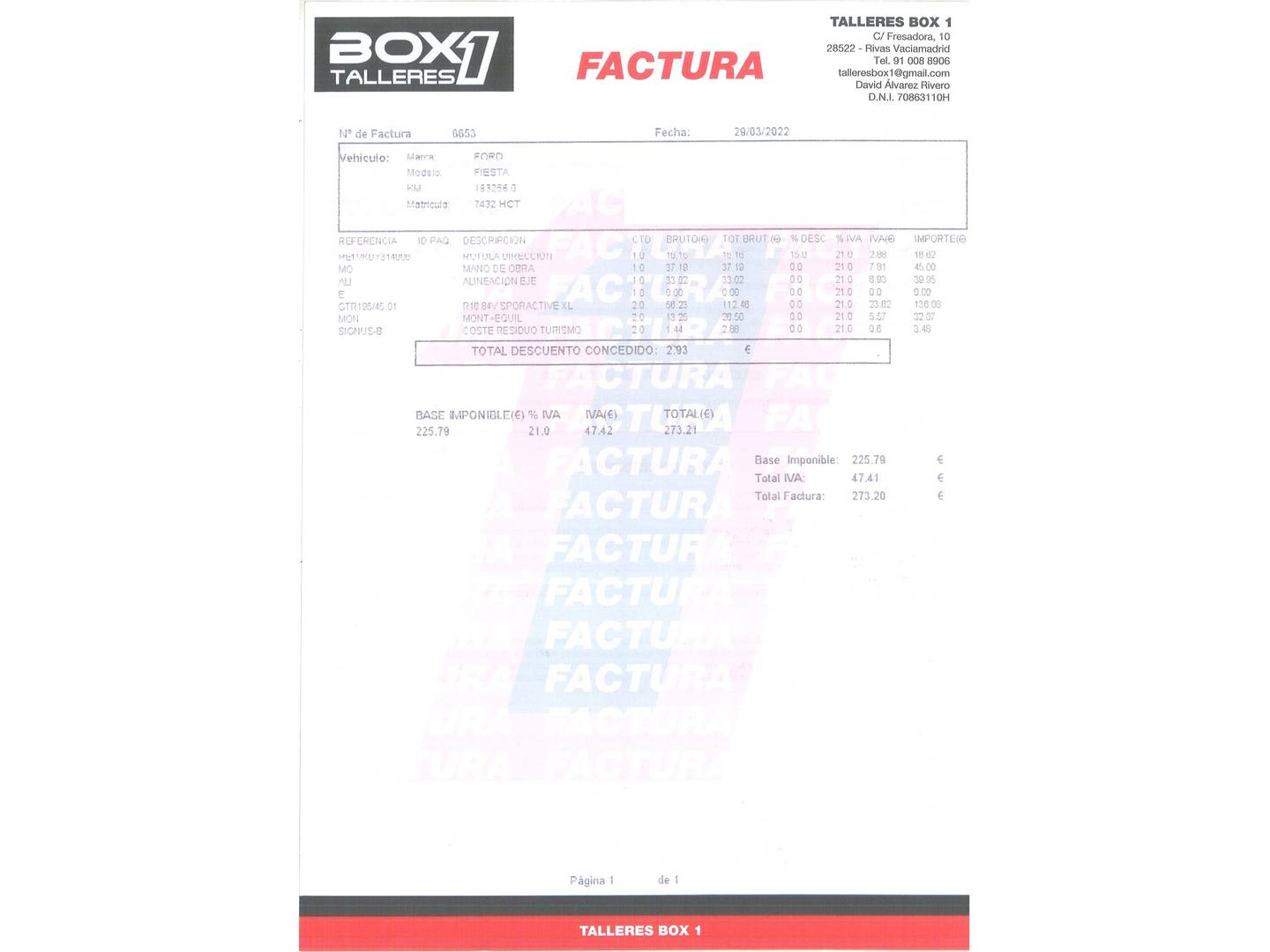Foto del mantenimiento del Ford Fiesta Ford Fiesta 1.6 TDCi DPF Beat (95 CV)