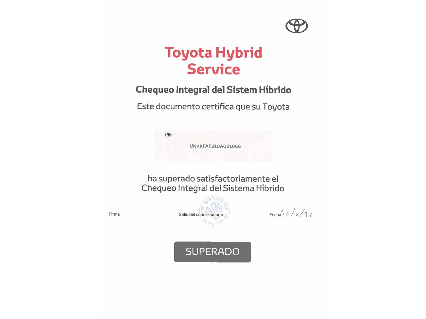 Foto del mantenimiento del Toyota Yaris Toyota Yaris 130H GR Sport Plus (130 CV)