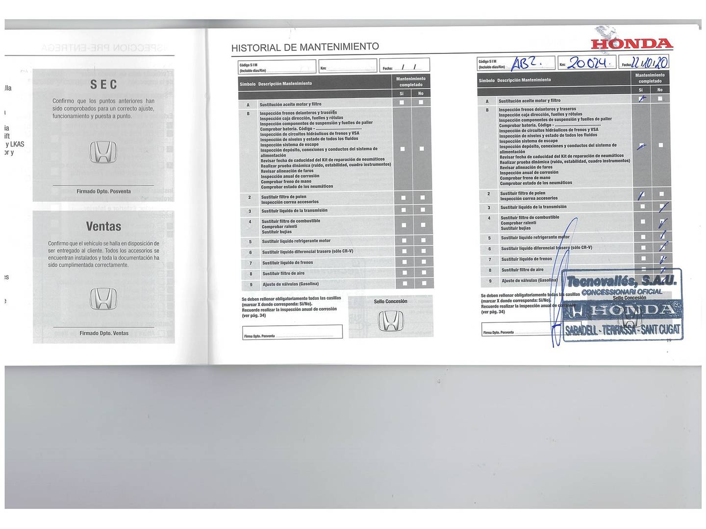 Foto del mantenimiento del Honda HR-V Honda HR-V 1.6 i-DTEC Comfort (120 CV)