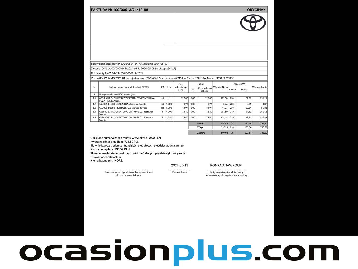 Foto del mantenimiento del Toyota Proace Verso Toyota Proace Verso 1.5D Shuttle VX L2 (120 CV) 9 Plazas