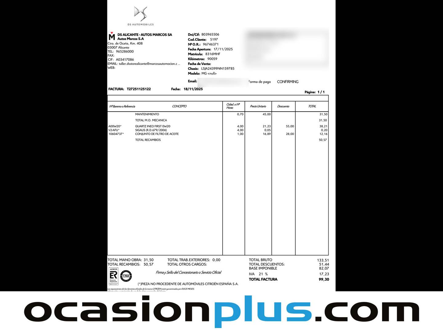 Foto del mantenimiento del MG eHS MG eHS 1.5 T-GDI PHEV Luxury (258 CV)