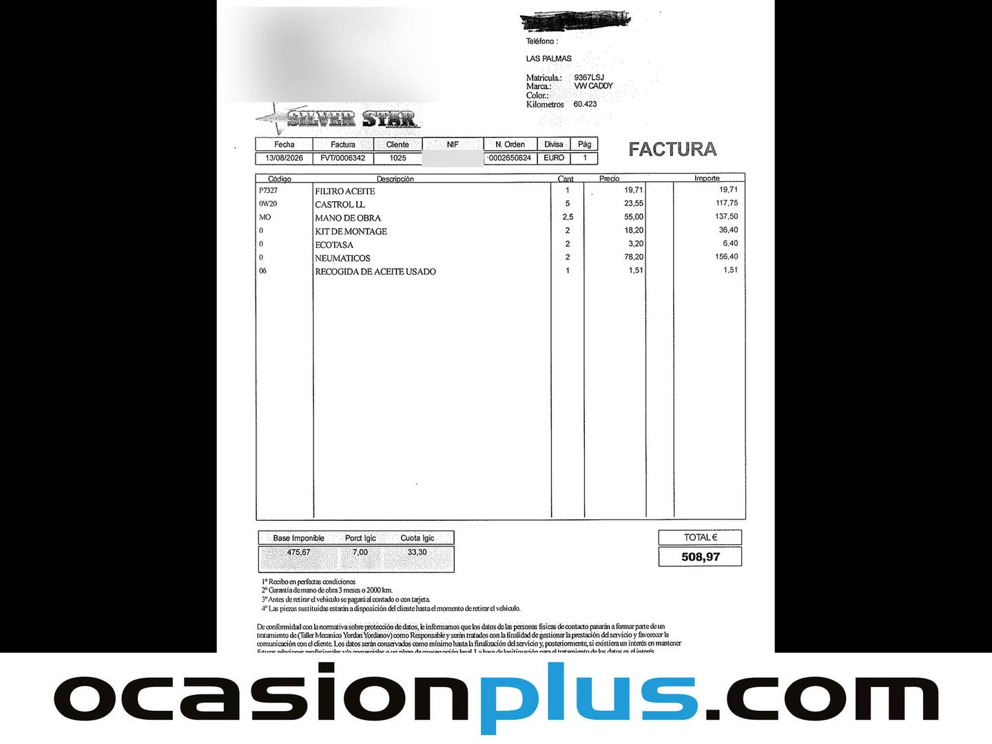 Foto del mantenimiento del Volkswagen Caddy Volkswagen Caddy Origin 2.0 TDI (102 CV)