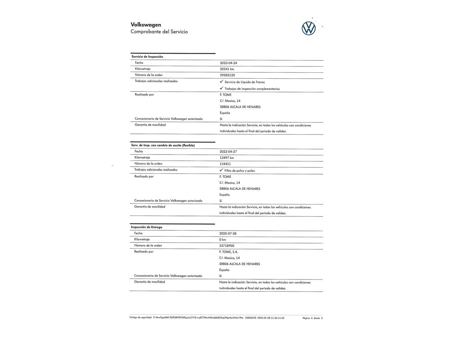 Foto del mantenimiento del Volkswagen T-Roc Volkswagen T-Roc Sport 1.5 TSI (150 CV) DSG