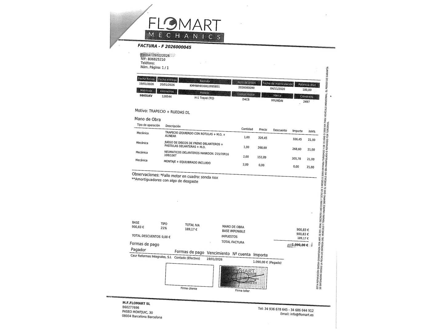 Foto del mantenimiento del Hyundai H-1 Travel Hyundai H-1 Travel 2.5 CRDi Tecno (136 CV) 8 Plazas