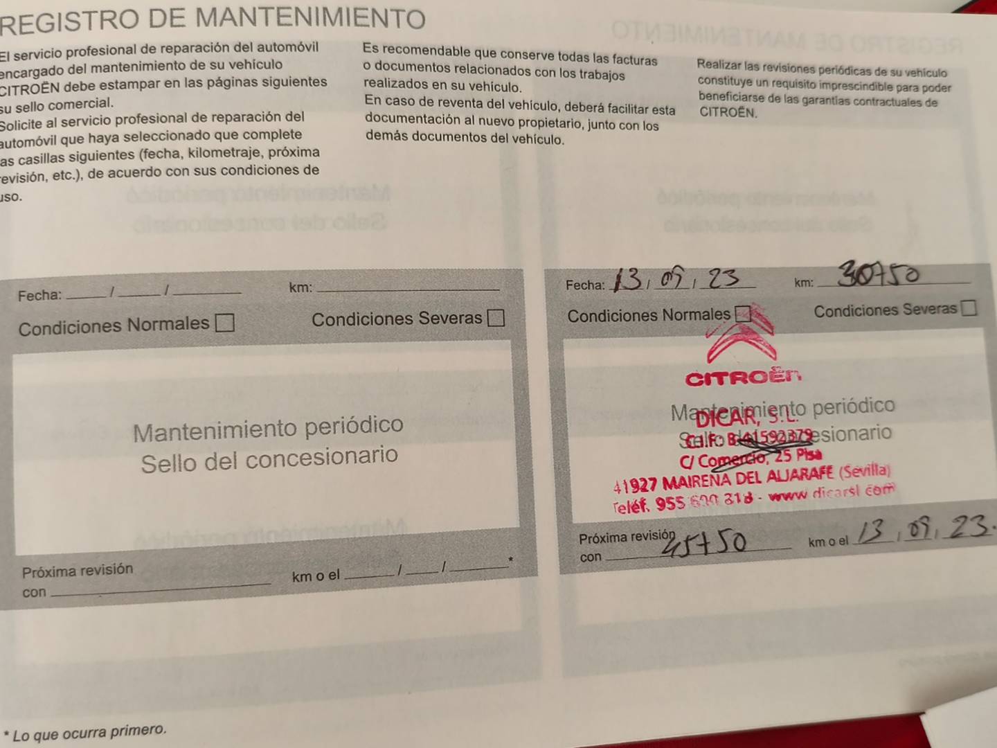 Foto del mantenimiento del Citroën C3 Aircross Citroën C3 Aircross PureTech 110 S&S Feel (110 CV)