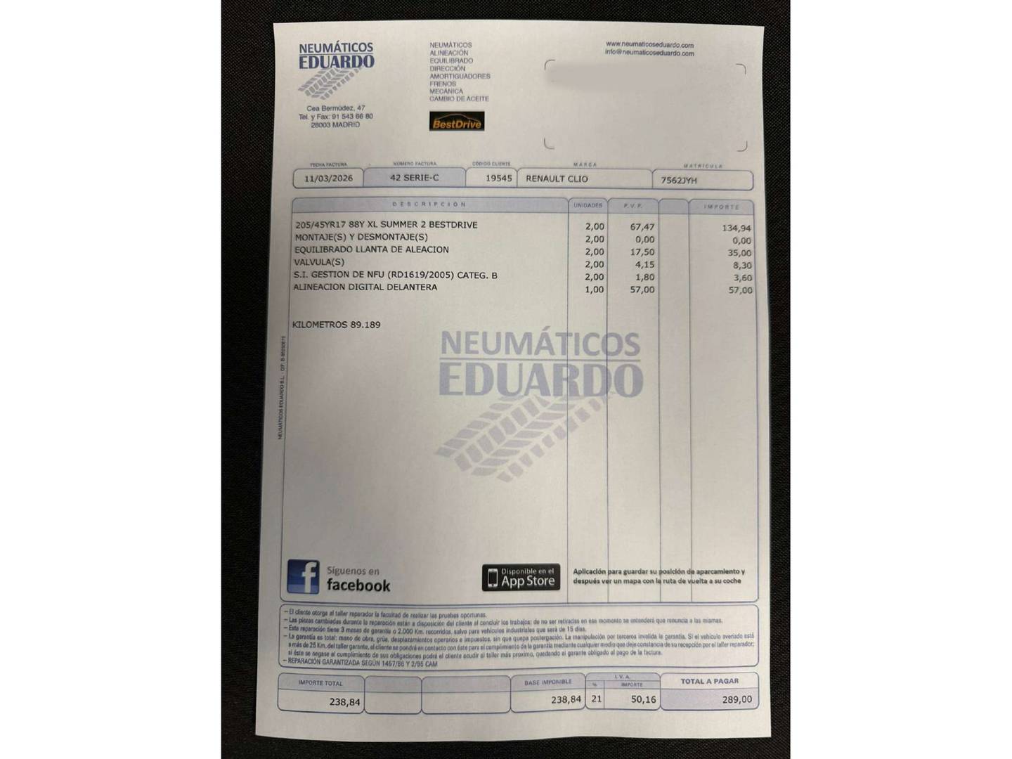 Foto del mantenimiento del Renault Clio Renault Clio Zen Energy TCe (120 CV)