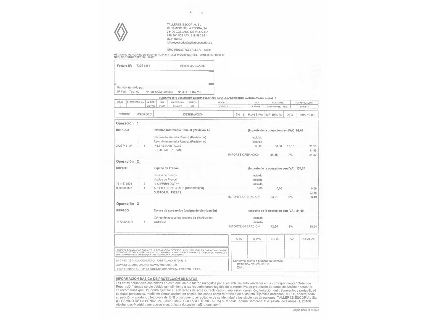 Foto del mantenimiento del Renault Scénic Renault Scenic Zen TCe (140 CV) GPF EDC