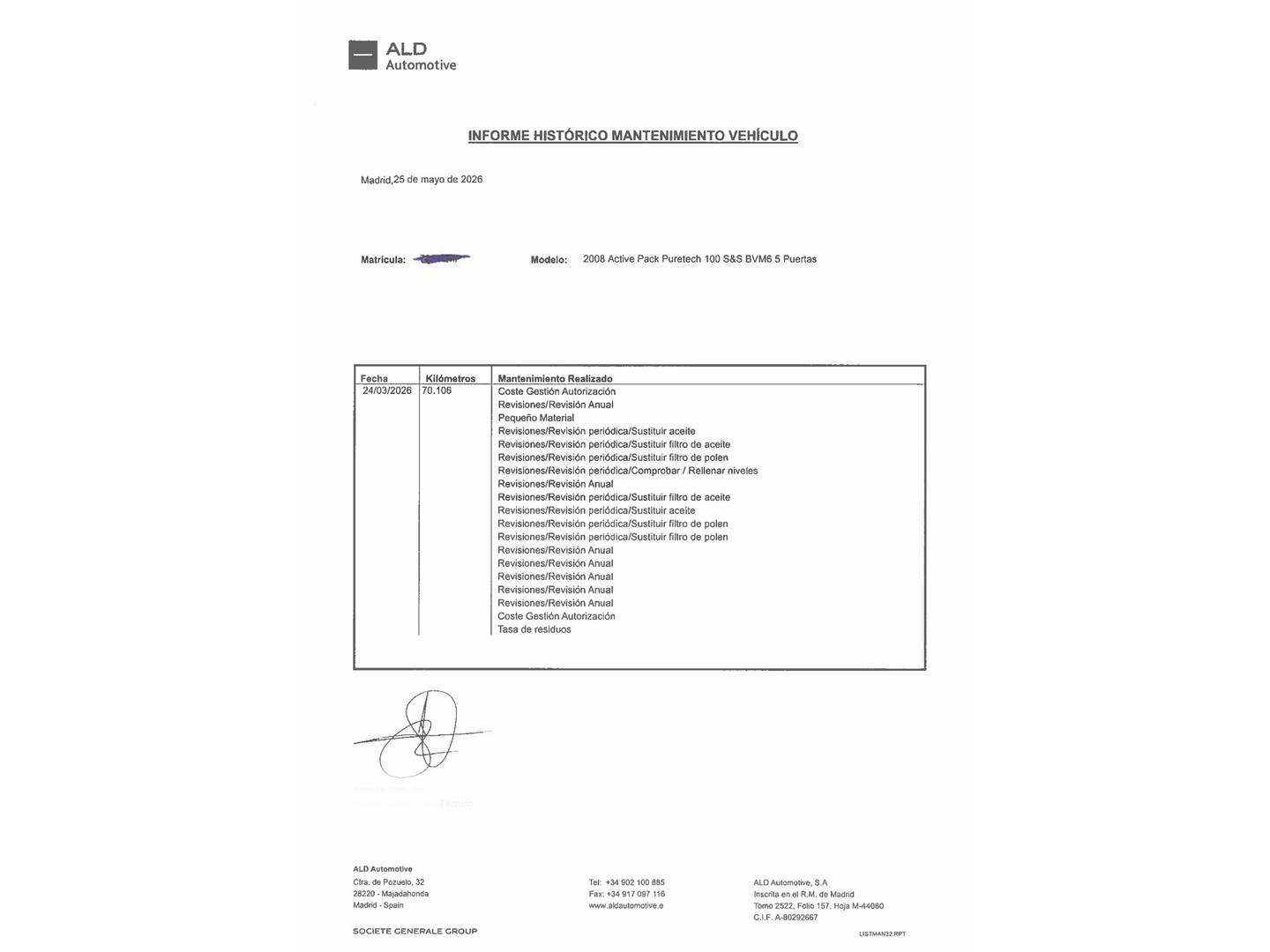 Foto del mantenimiento del Peugeot 2008 Peugeot 2008 Puretech 100 S&S Active Pack (100 CV)
