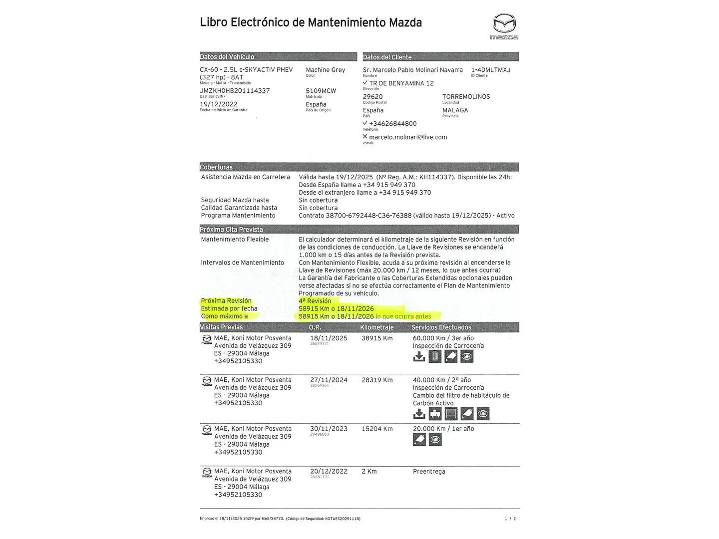 Foto Mazda CX-60 Mazda CX-60 2.5 e-Skyactiv PHEV Takumi (327 CV)