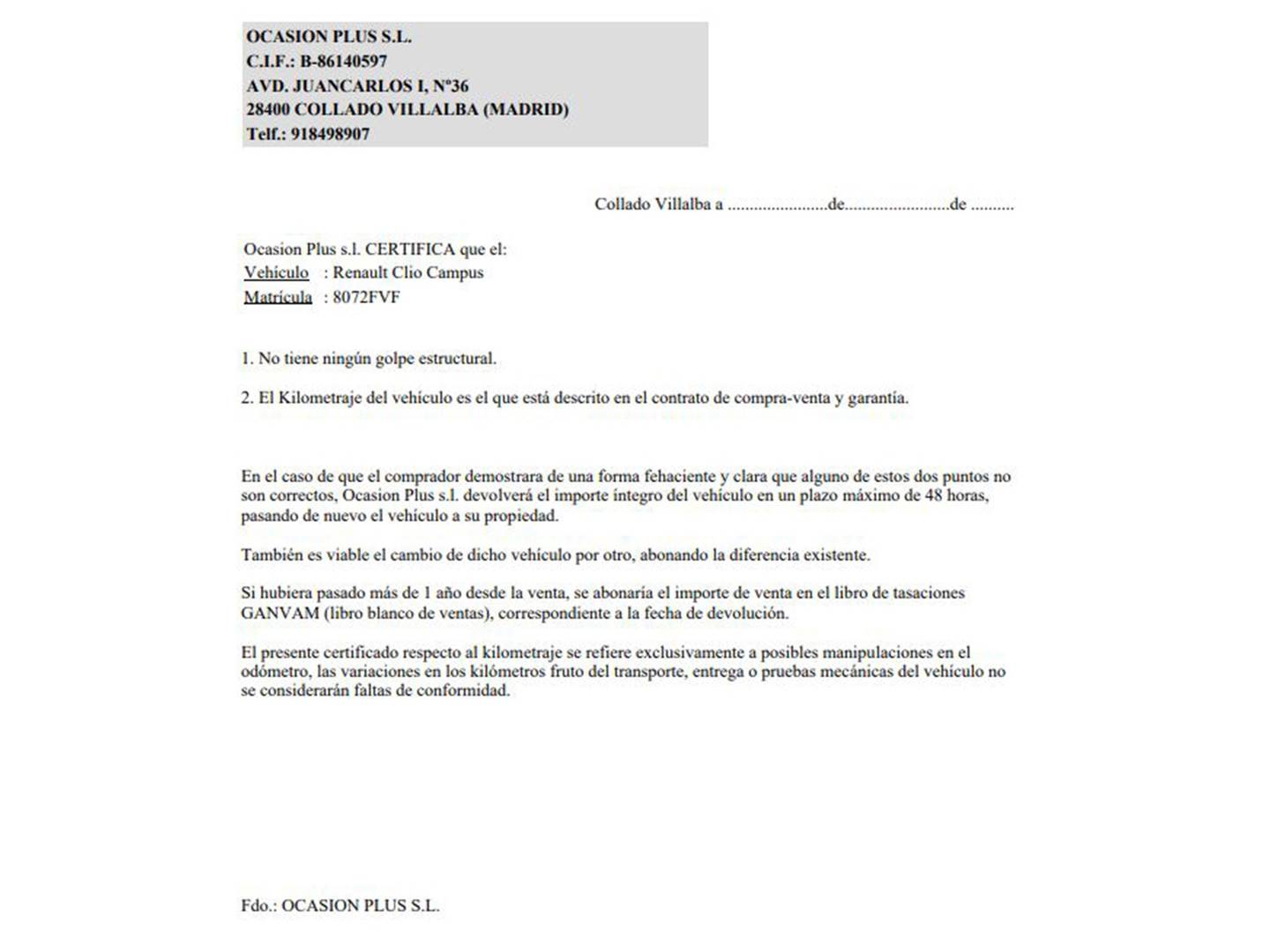 Foto del certificado del Renault Clio Campus RENAULT Clio Campus Campus Authentique 1.5dCi85