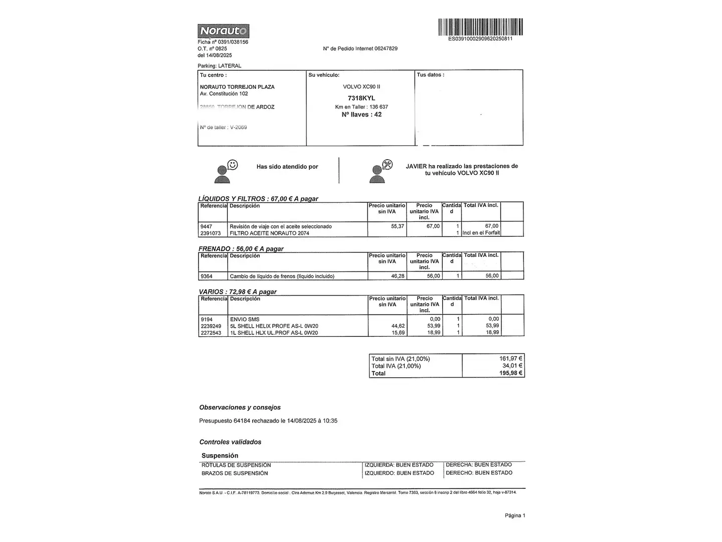 Foto Volvo XC90 Volvo XC90 T8 Business Plus AWD Auto (390 CV)