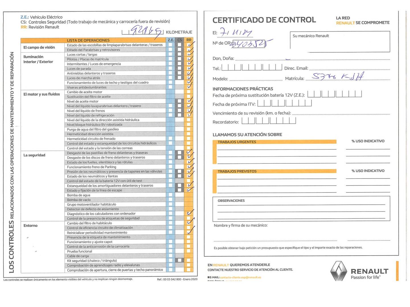 Foto del mantenimiento del Renault Mégane Renault Megane Zen Energy TCe (130 CV)