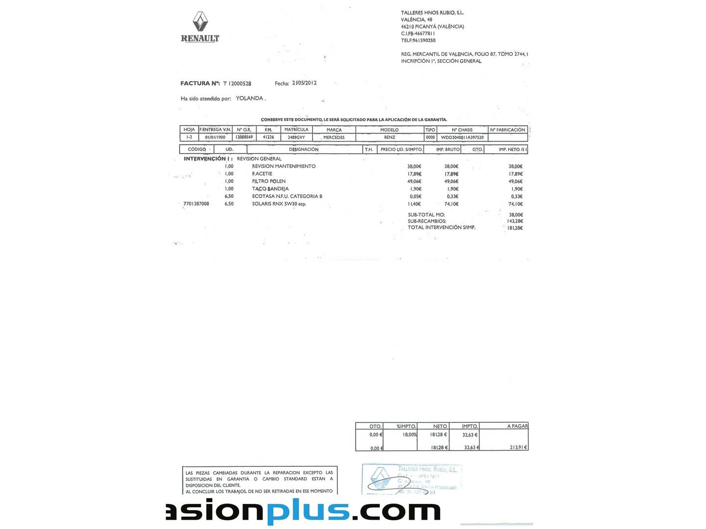 Foto del mantenimiento del Mercedes Clase C Mercedes Clase C CDI Blue Efficiency Avantgarde (136 CV)