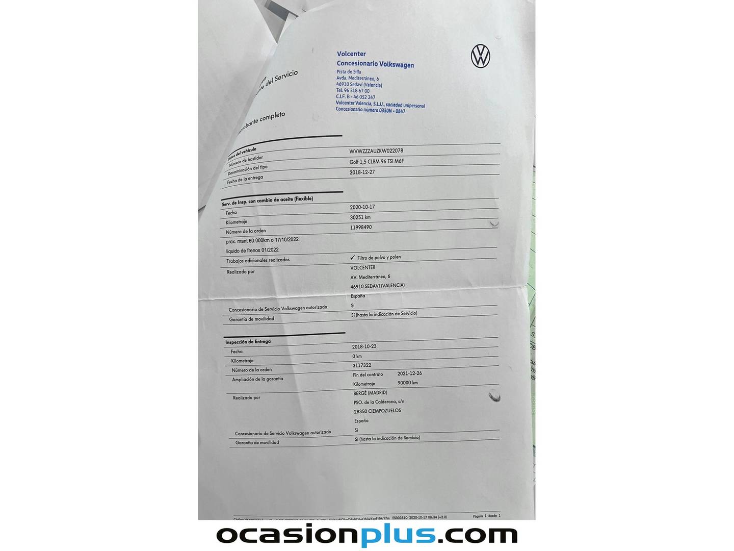 Foto del mantenimiento del Volkswagen Golf Volkswagen Golf Advance 1.5 TSI Evo BM (130 CV)