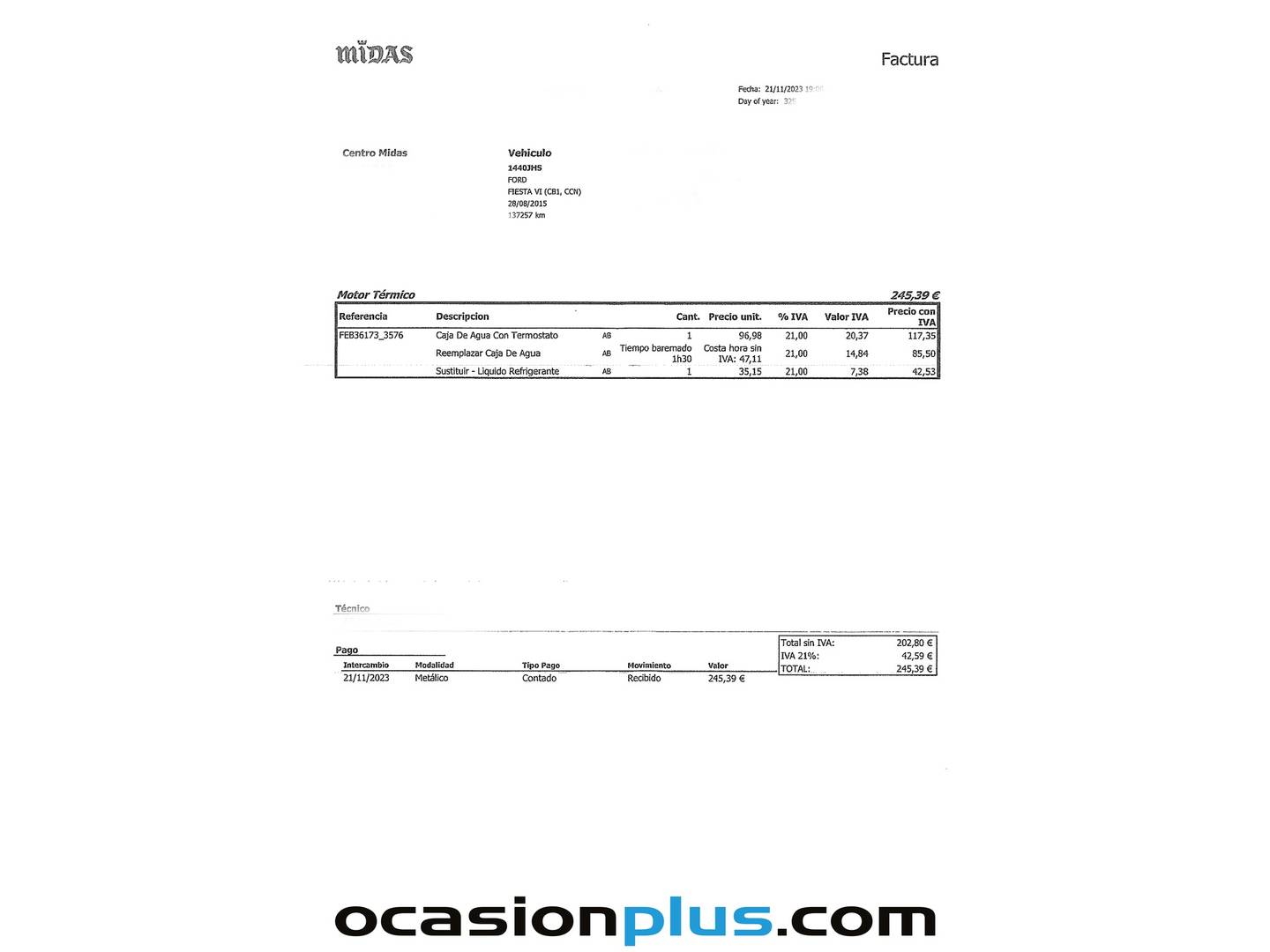 Foto del mantenimiento del Ford Fiesta Ford Fiesta 1.6 TDCI DPF Econetic (95 CV)
