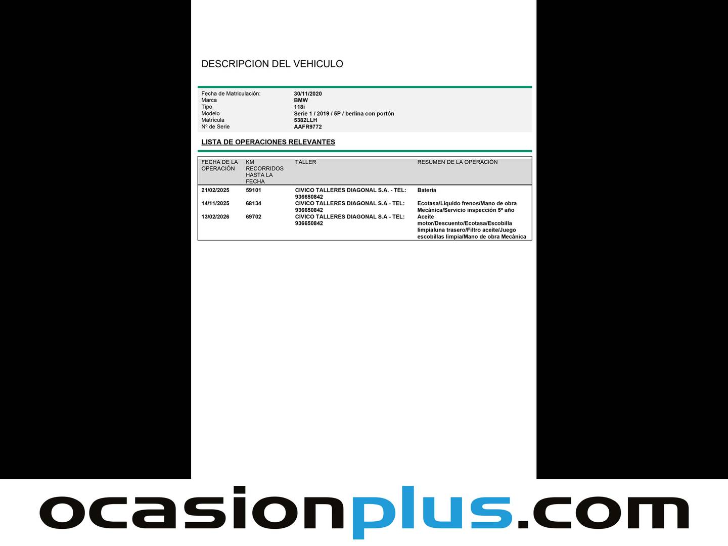 Foto del mantenimiento del BMW Serie 1 BMW Serie 1 118i (140 CV)