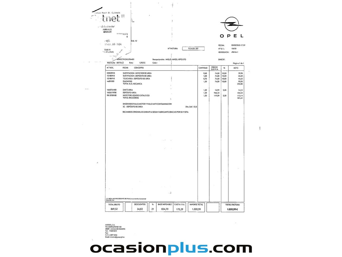 Foto del mantenimiento del Opel Combo Life Opel Combo Life 1.5 TD S&S Selective XL (131 CV)