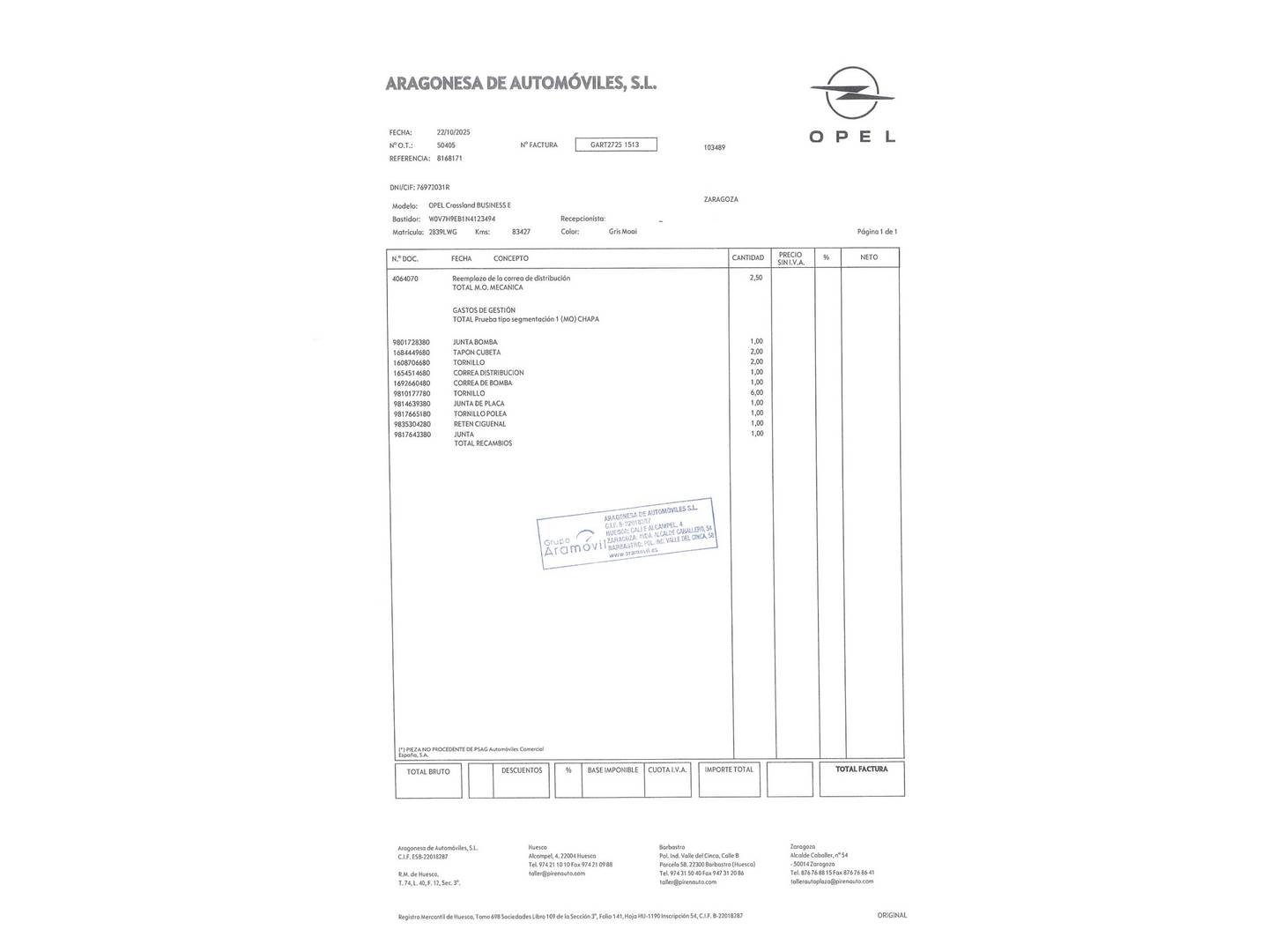 Foto del mantenimiento del Opel Crossland Opel Crossland 1.2 Business Elegance (130 CV)