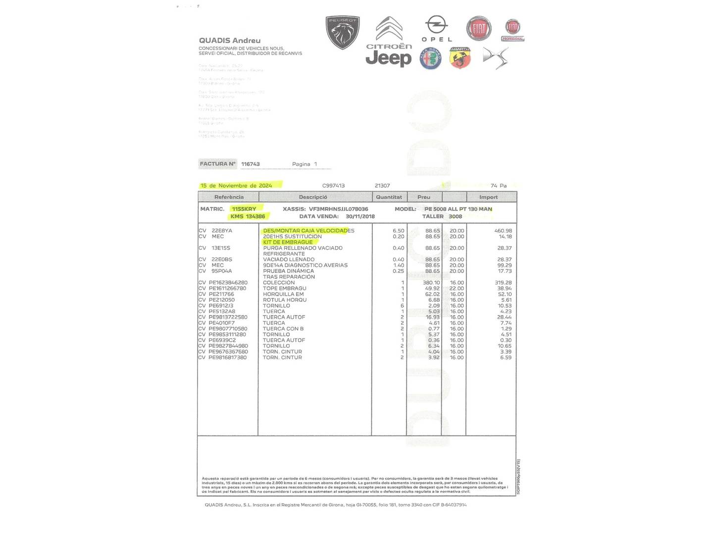 Foto del mantenimiento del Peugeot 5008 Peugeot 5008 PureTech 130 S&S Allure (130 CV)